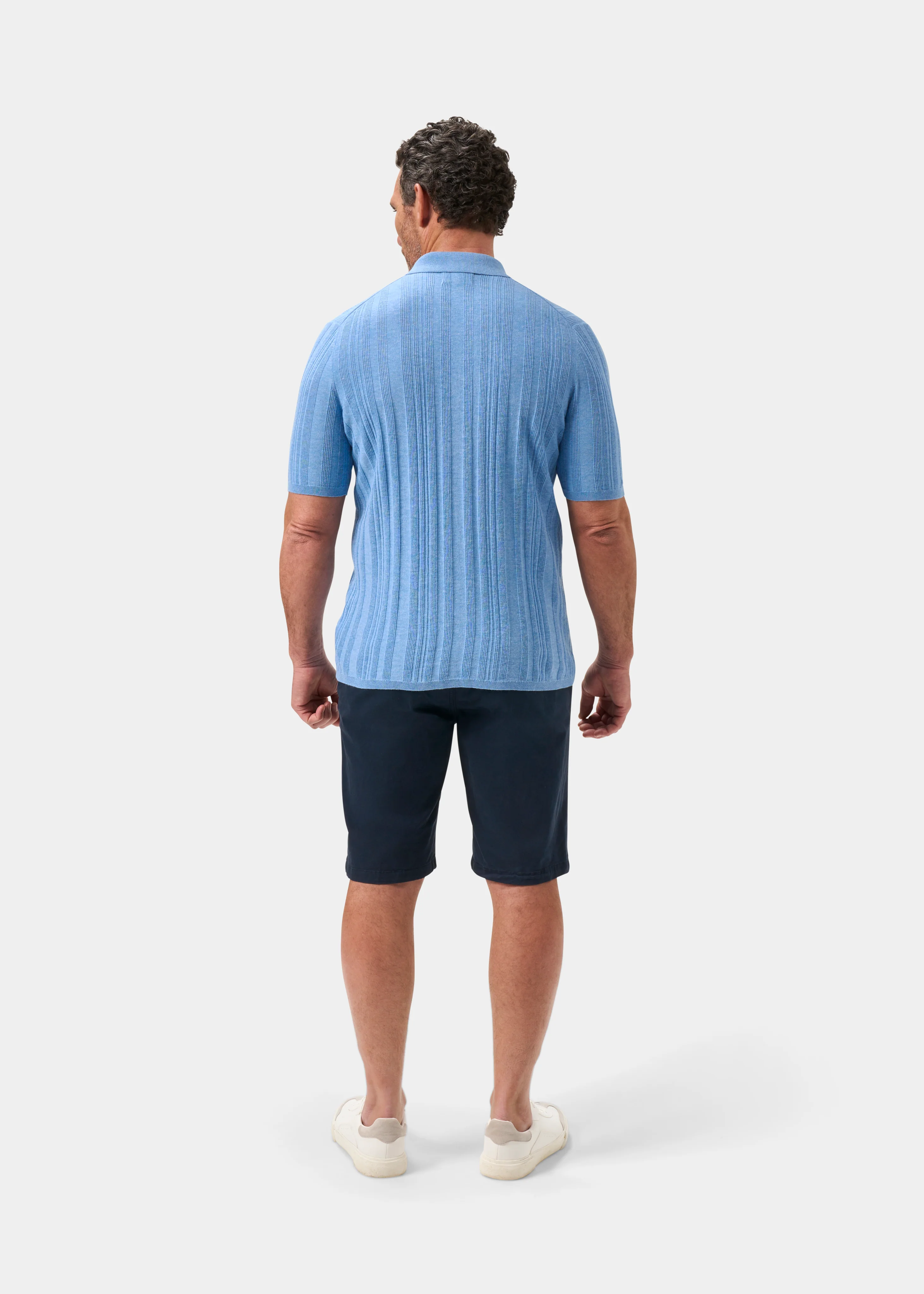 Abbotsbury Men's Short Sleeve Cotton Shirt In Carolina Blue - Image 7