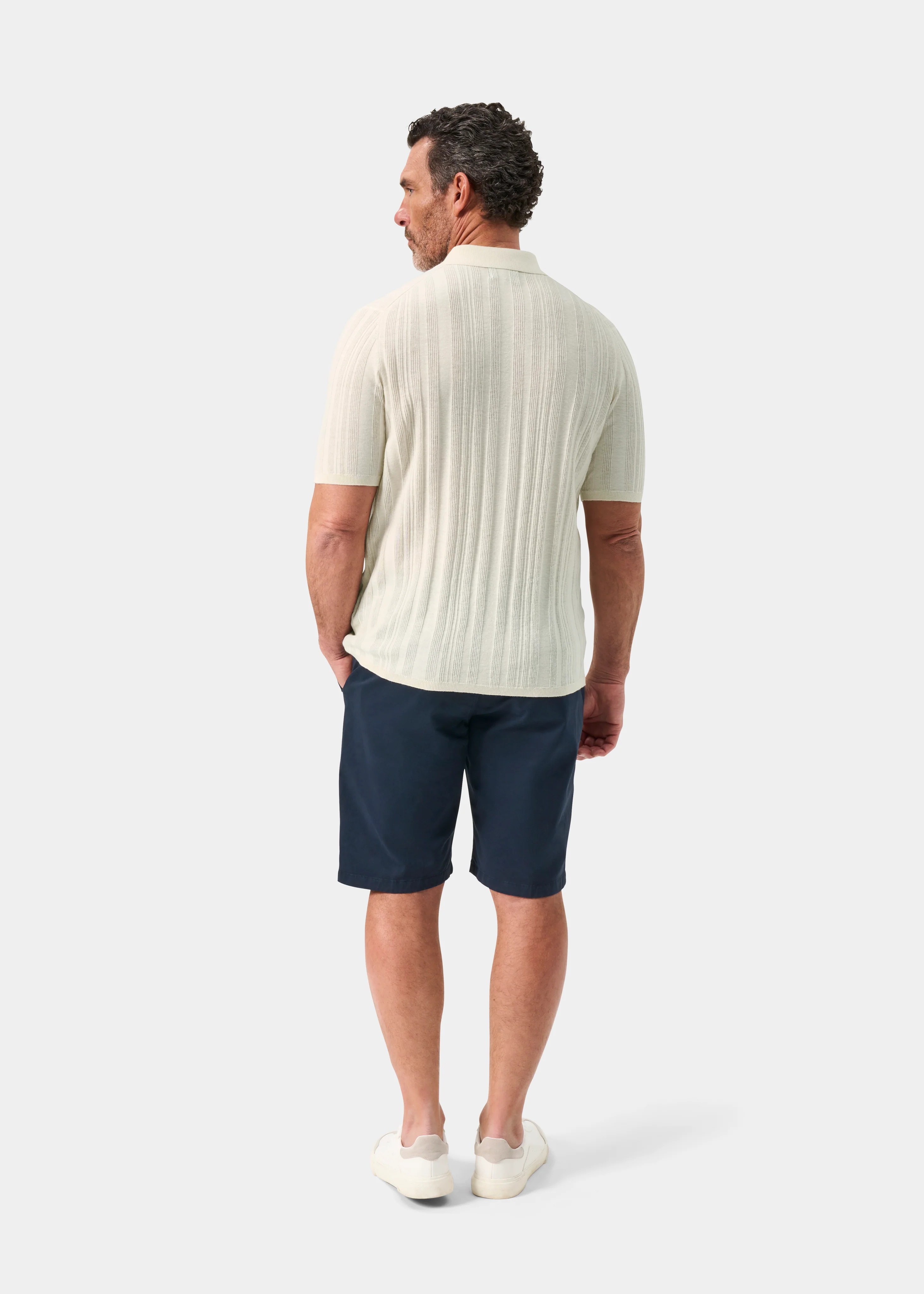 Abbotsbury Men's Short Sleeve Cotton Shirt In Ecru - Image 7