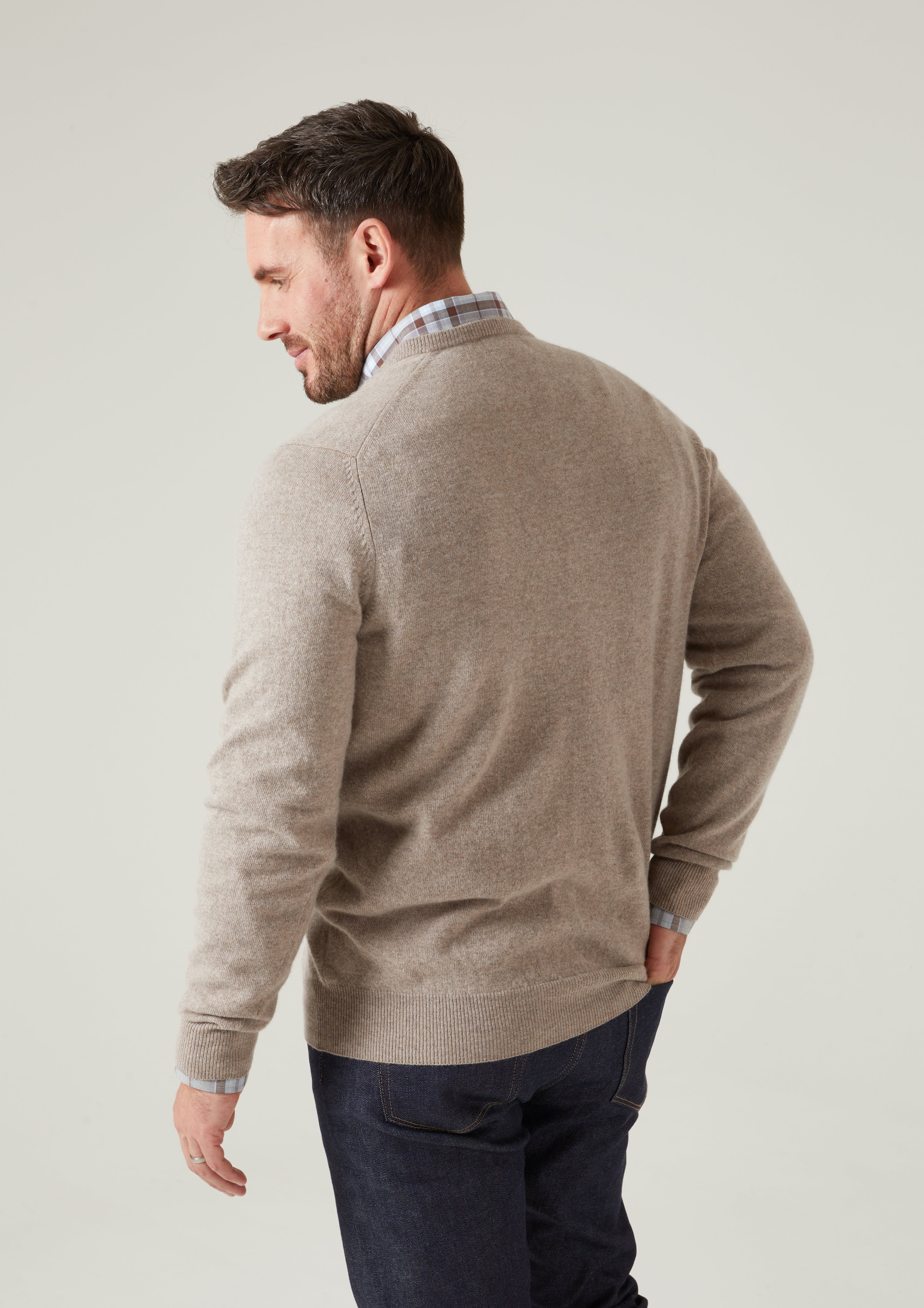 Albury Geelong Wool Jumper in Mushroom - Regular Fit - Image 3