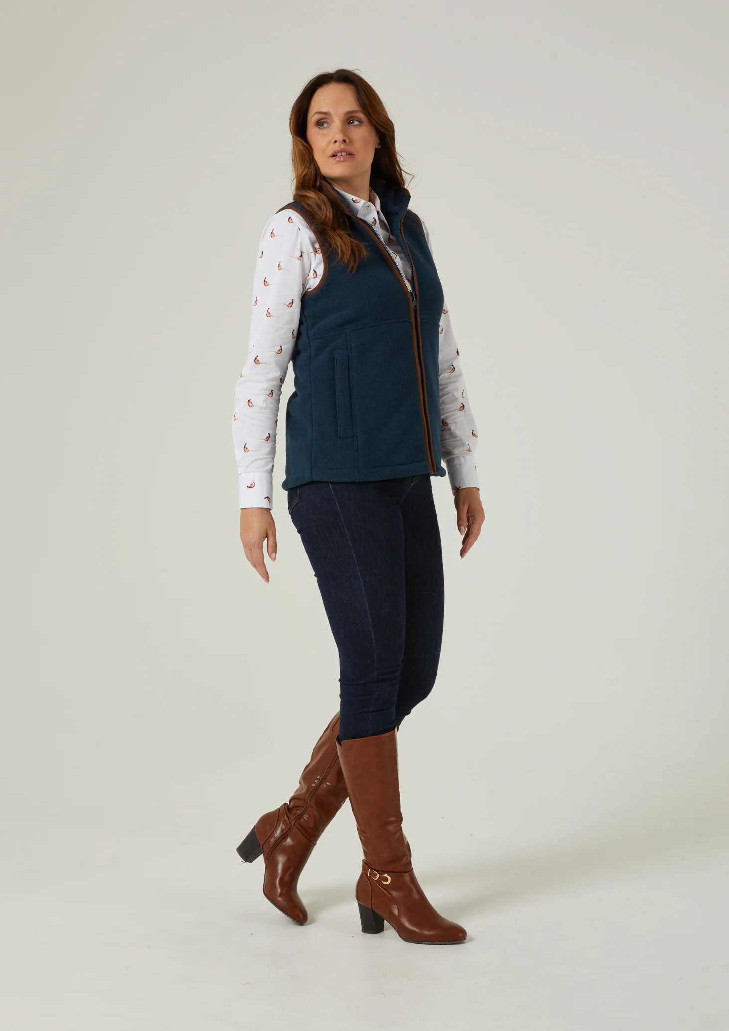Aylsham Ladies Fleece Gilet In Blue Steel - Regular Fit - Image 2