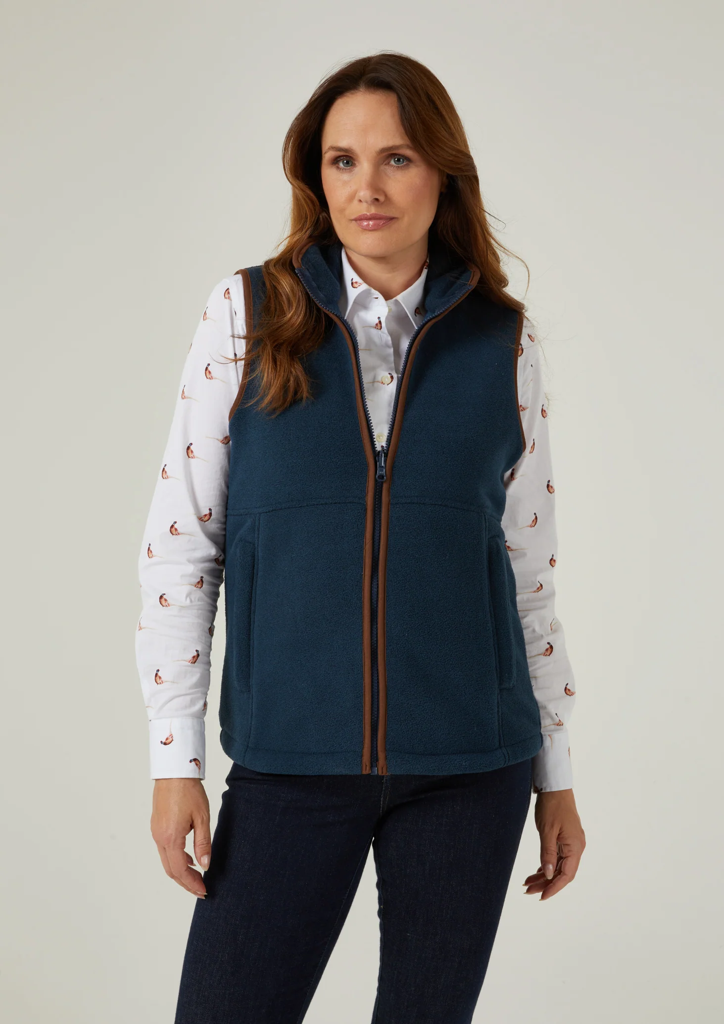 Aylsham Ladies Fleece Gilet In Blue Steel - Regular Fit - Image 3