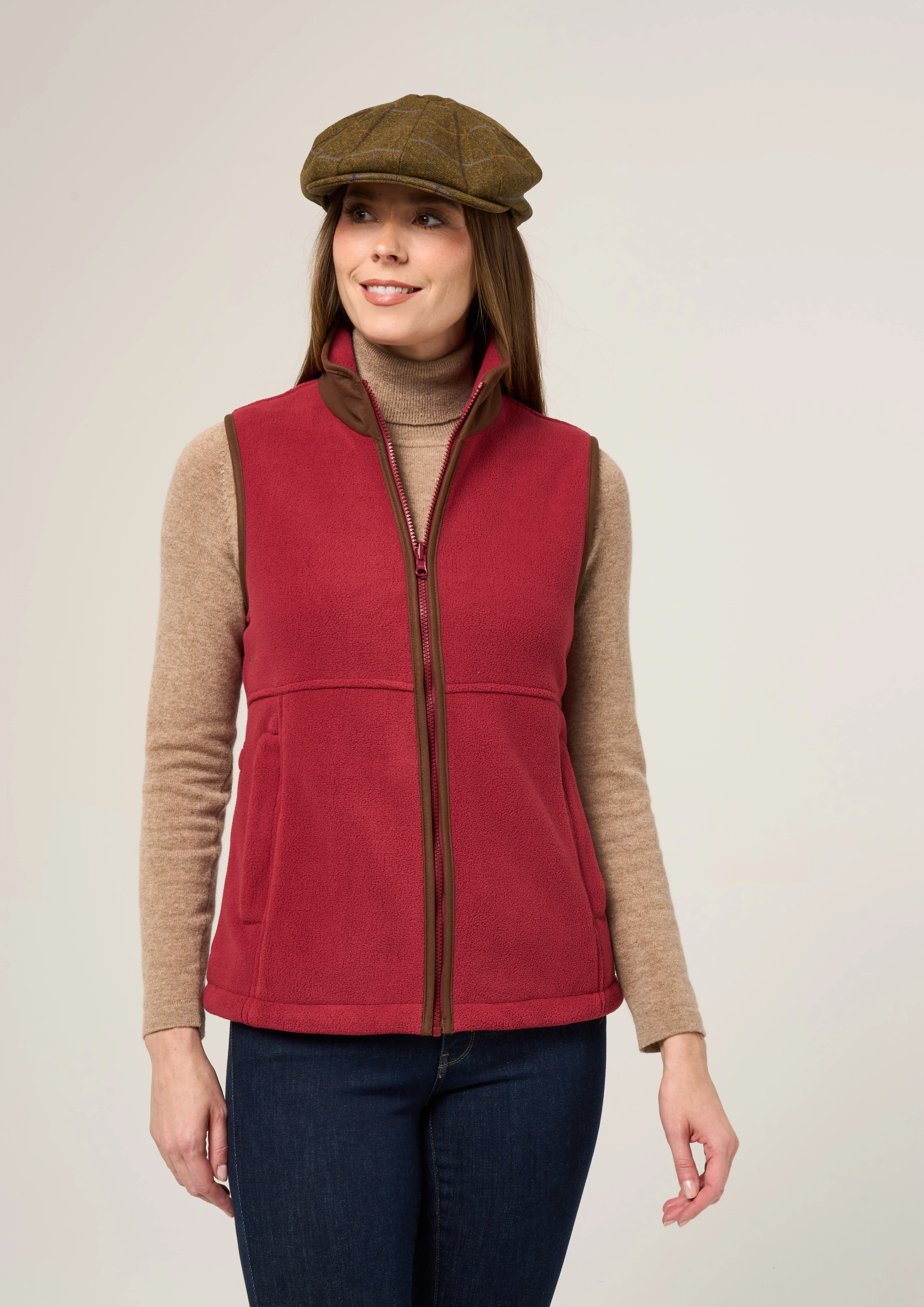Aylsham Ladies Fleece Gilet In Cranberry - Regular Fit - Image 3
