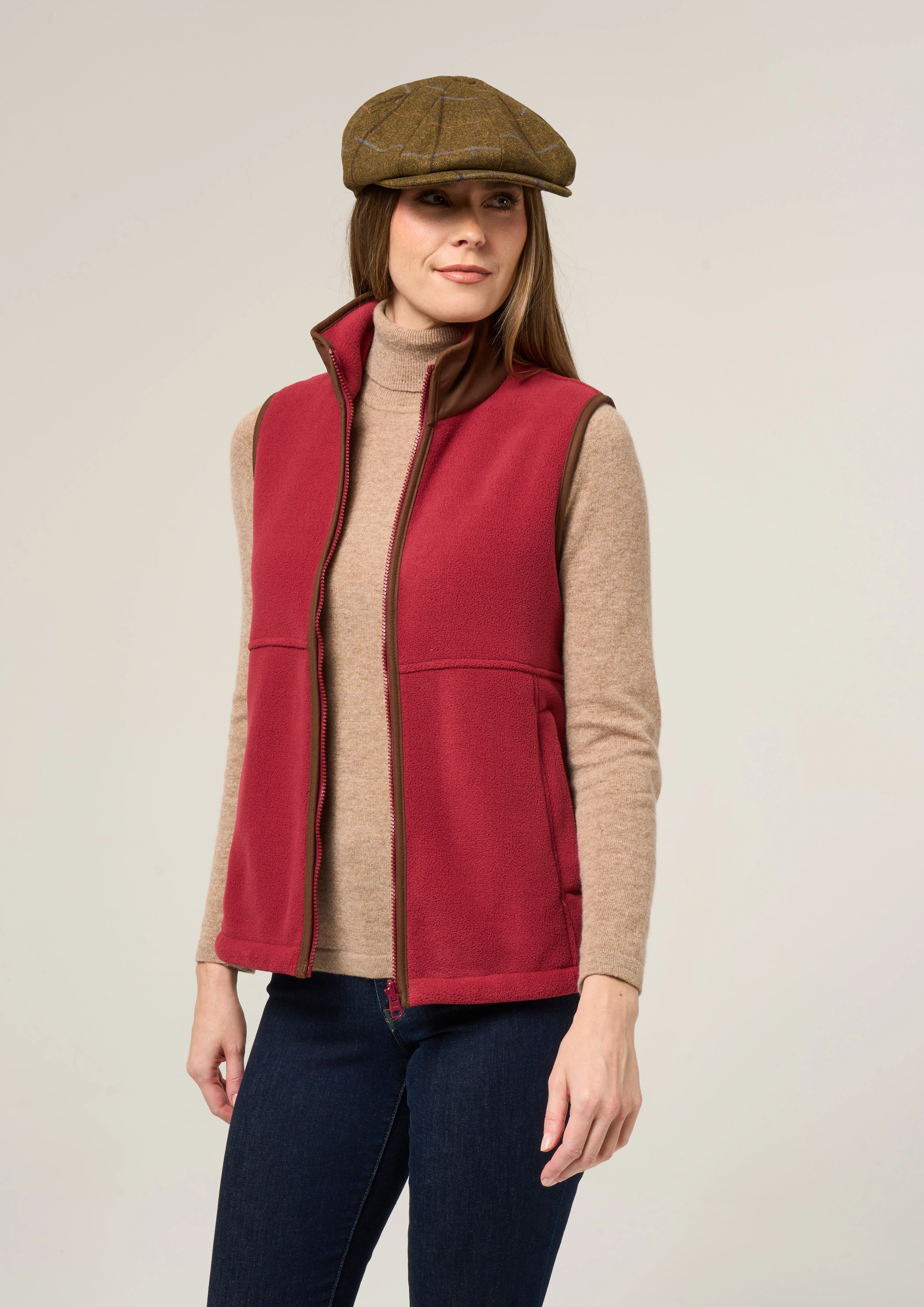 Aylsham Ladies Fleece Gilet In Cranberry - Regular Fit - Image 4