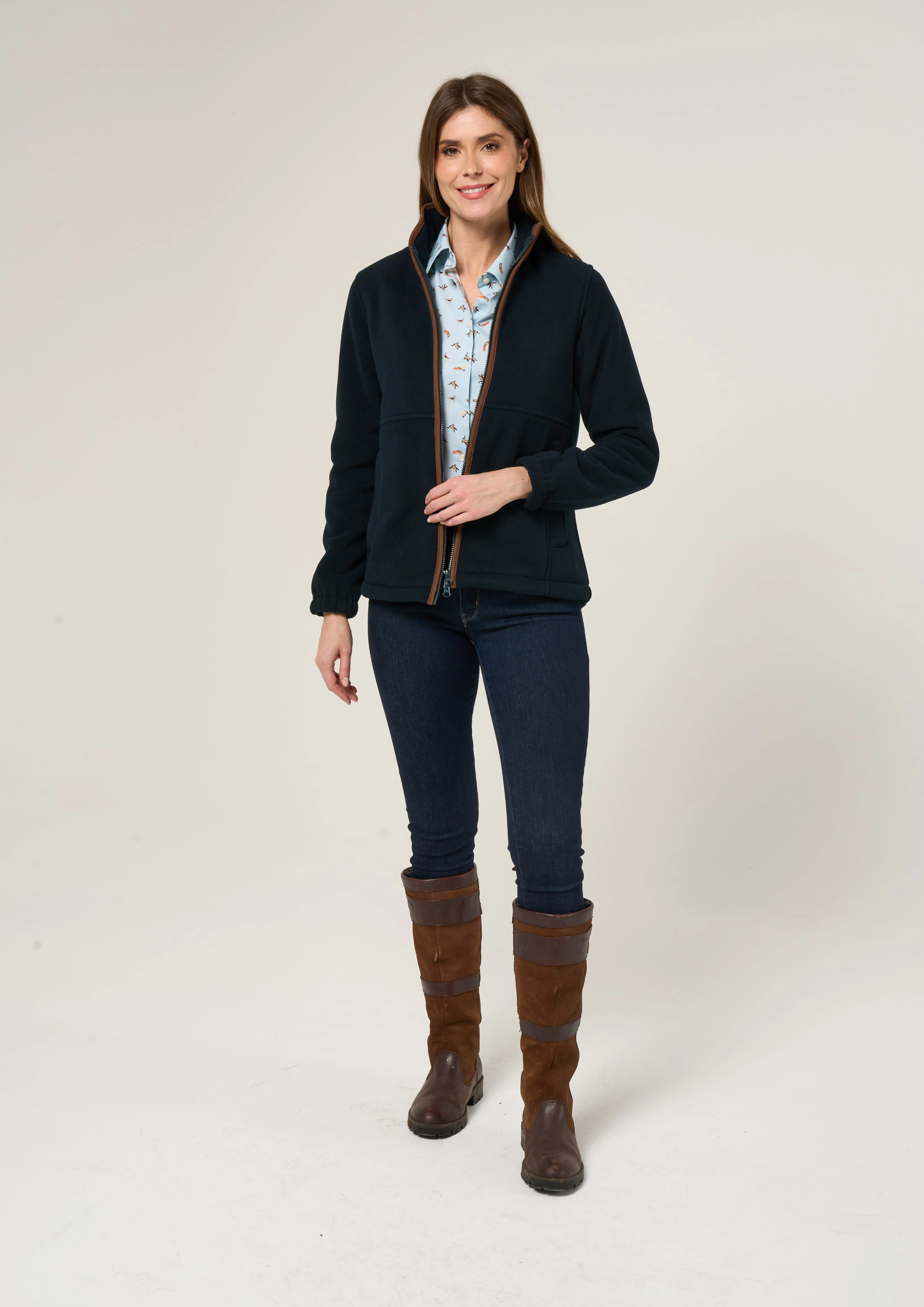 Aylsham Ladies Fleece Jacket In Dark Navy - Regular Fit - Image 3