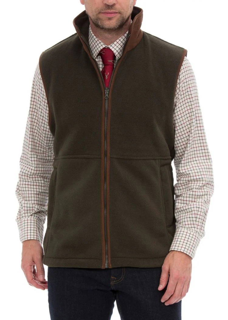 Aylsham Men's Fleece Gilet In Green - Regular Fit - Image 3
