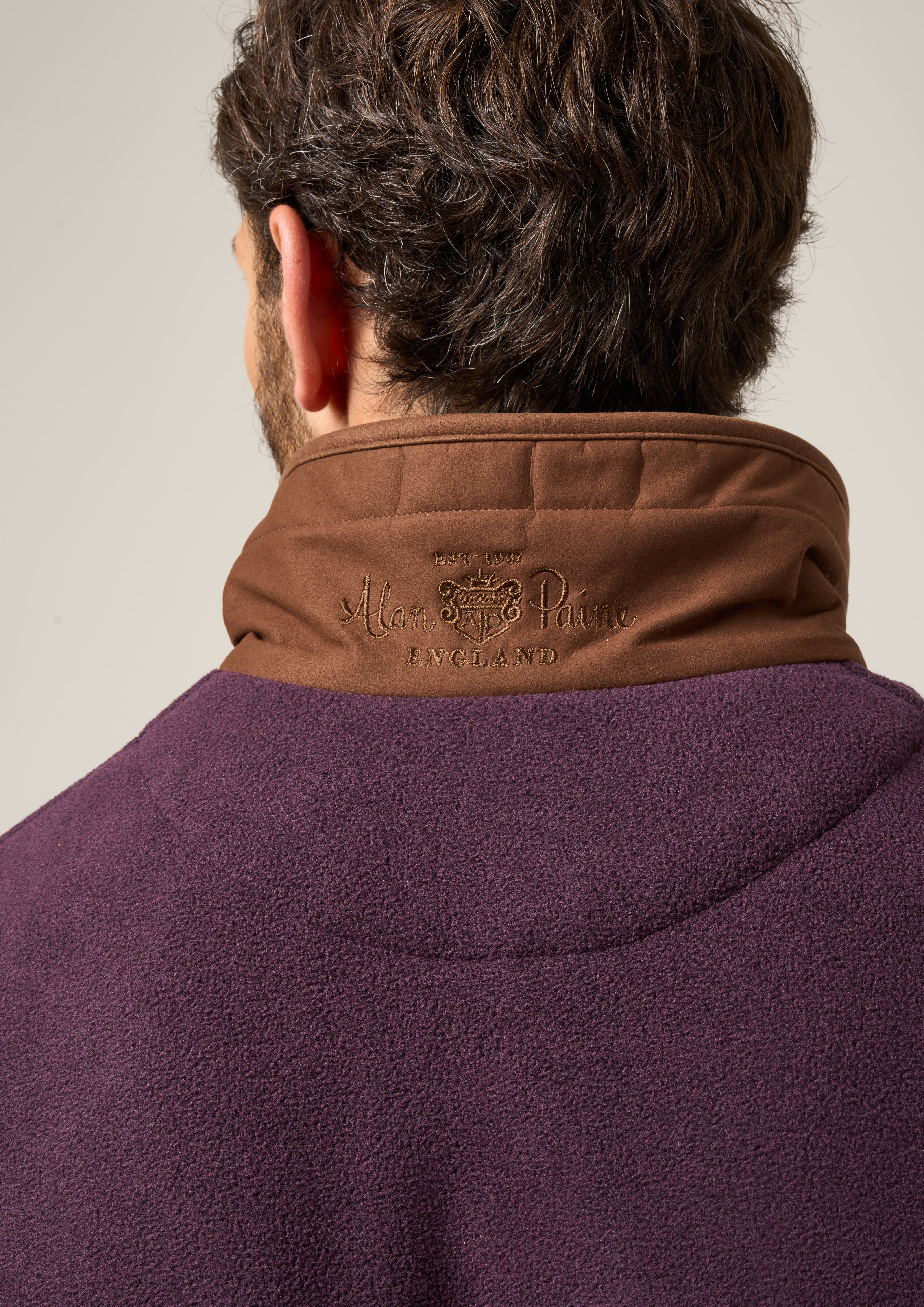 Aylsham Men's Fleece Gilet In Plum - Regular Fit - Image 6