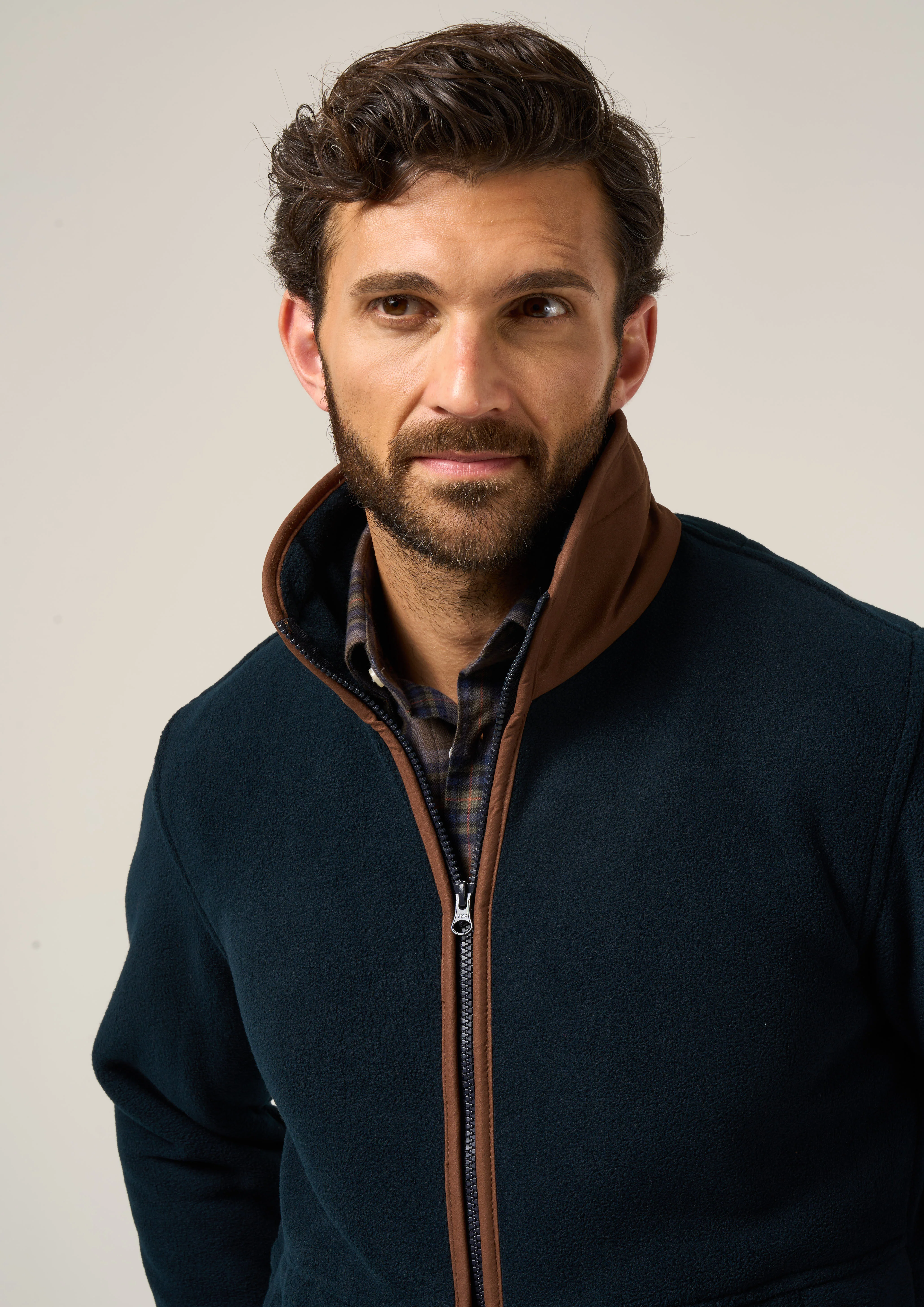 Aylsham Men's Fleece Windblock In Dark Navy - Regular Fit - Image 4