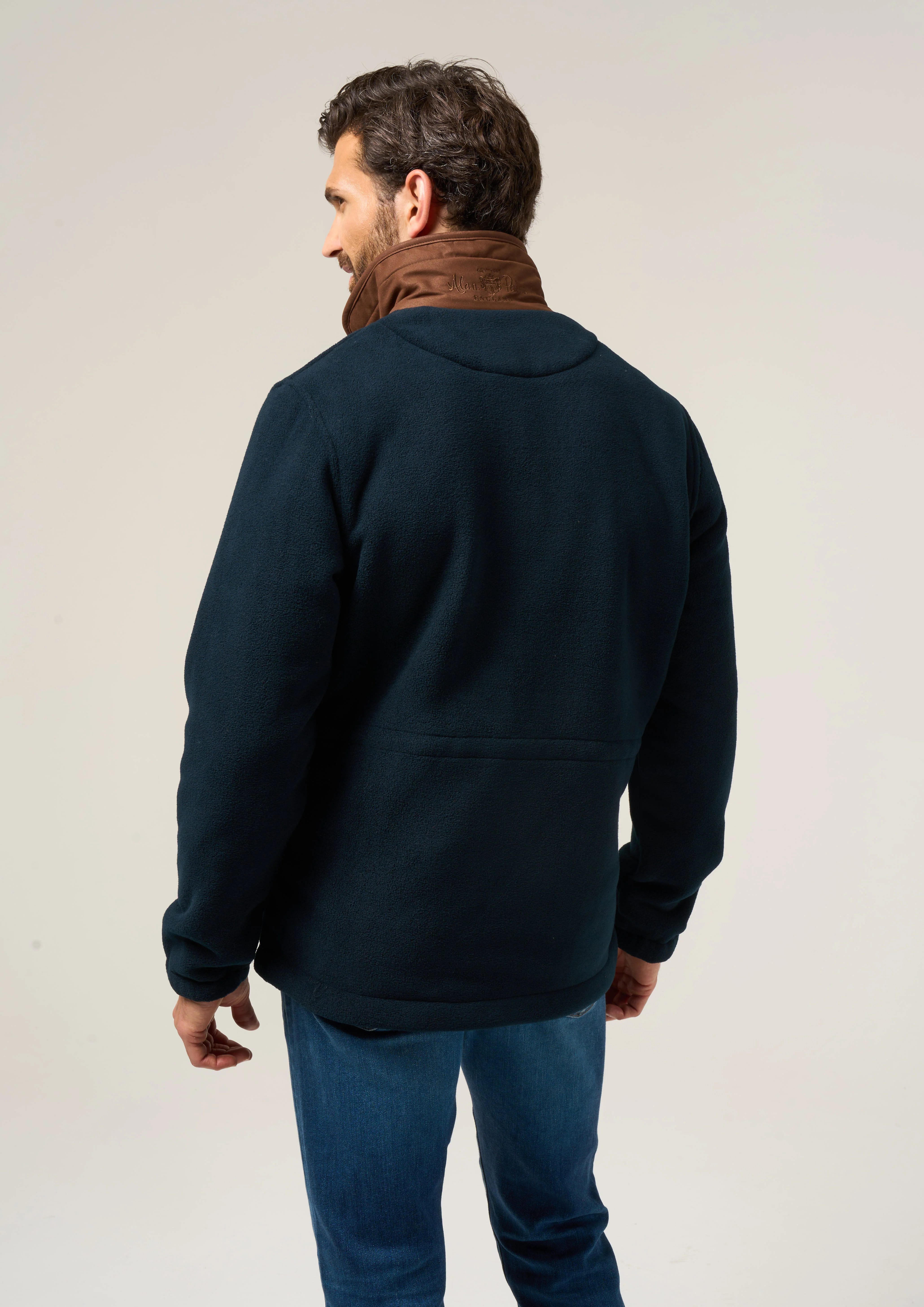 Aylsham Men's Fleece Windblock In Dark Navy - Regular Fit - Image 5