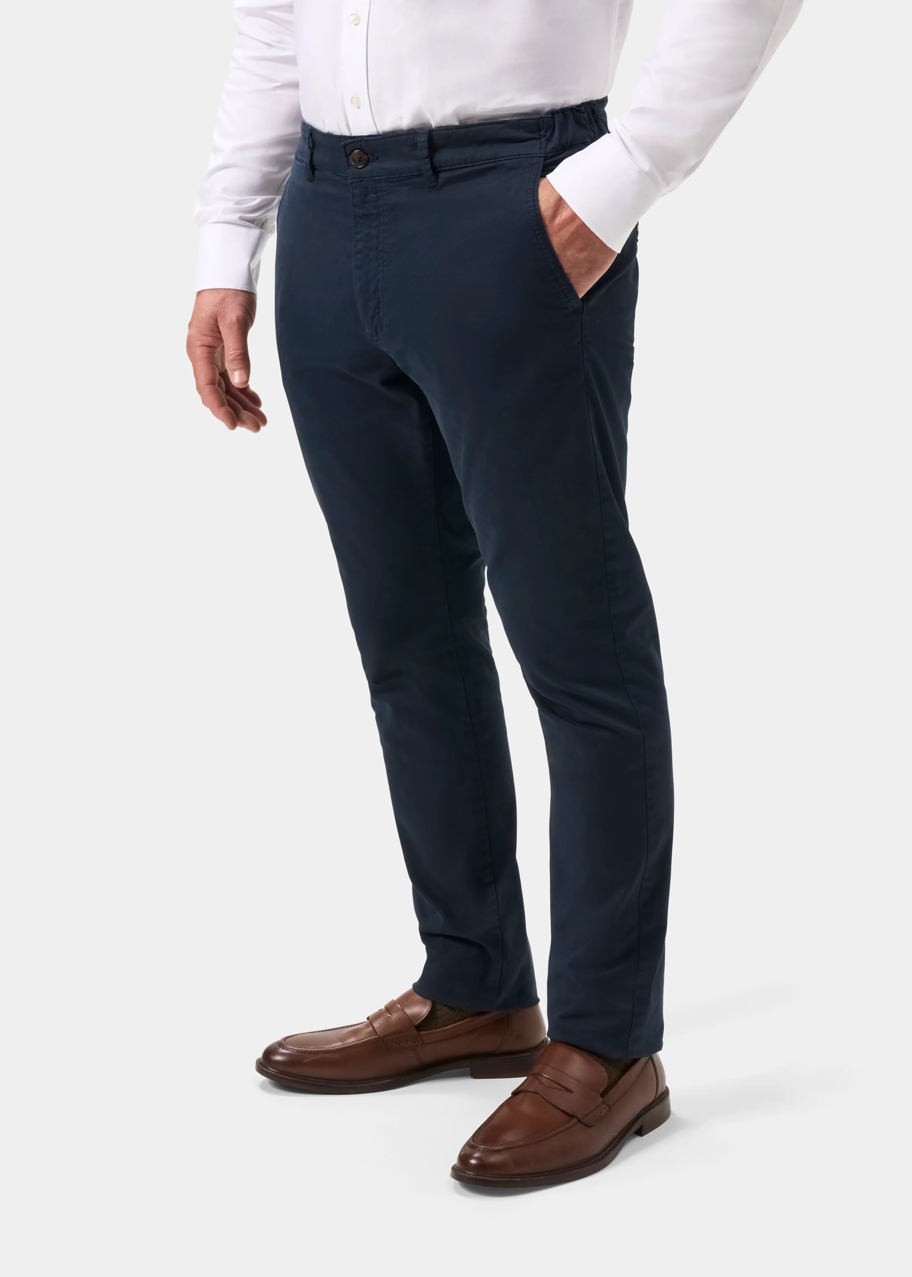Bamforth Men's Chino Trouser In Navy - Regular Fit - Image 7