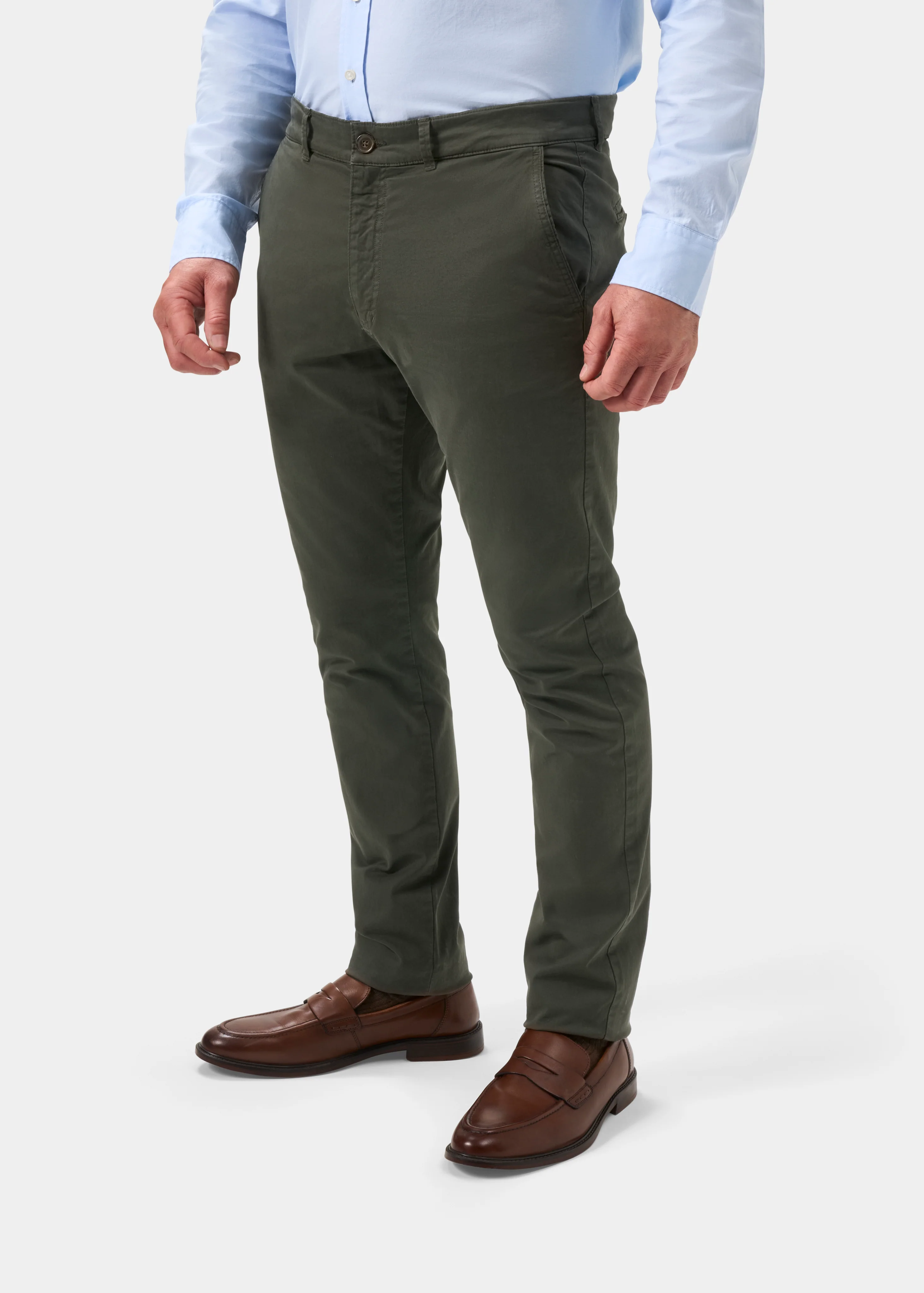Bamforth Men's Chino Trouser In Olive - Regular Fit - Image 7
