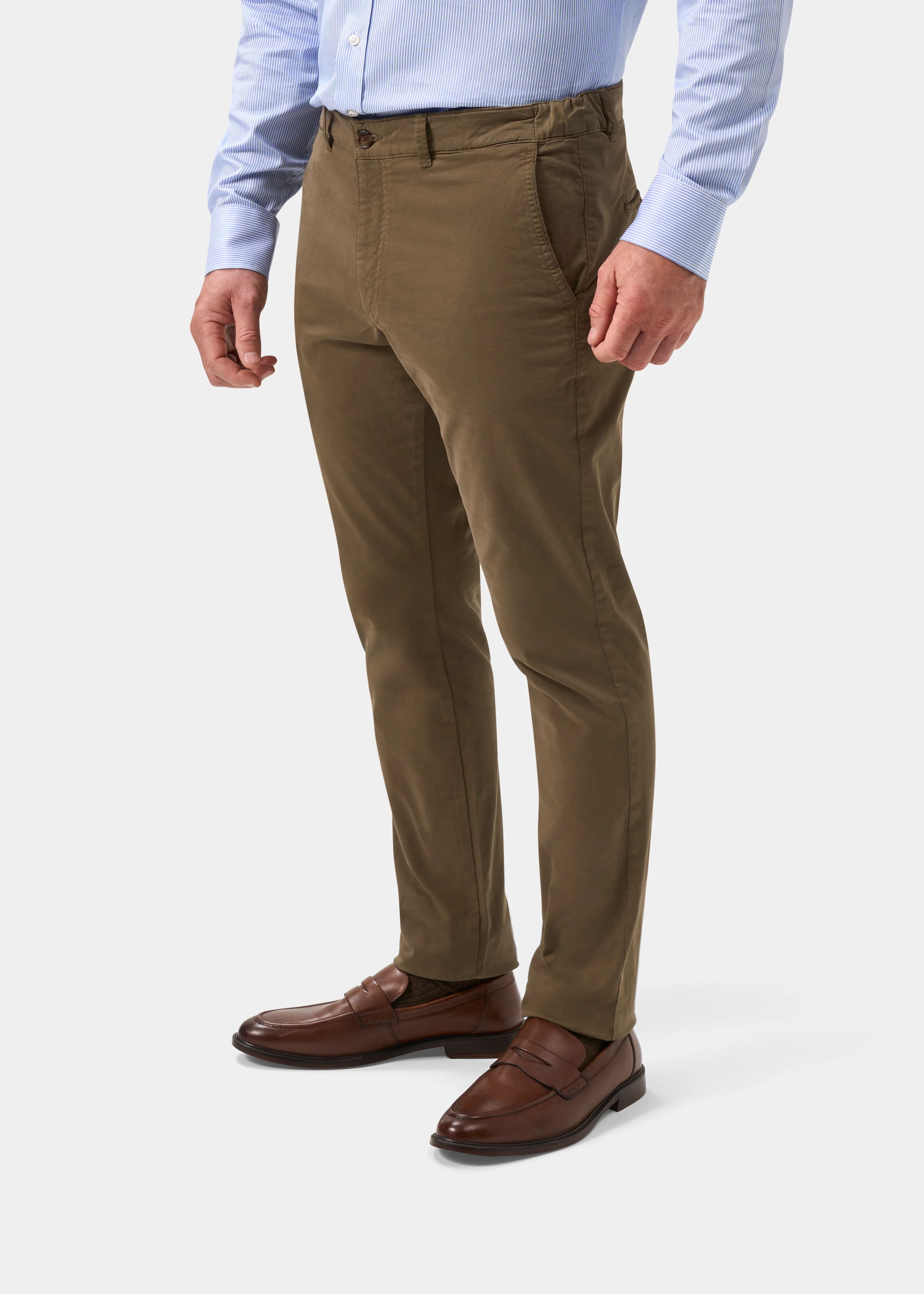 Bamforth Men's Chino Trouser In Taupe - Regular Fit - Image 6