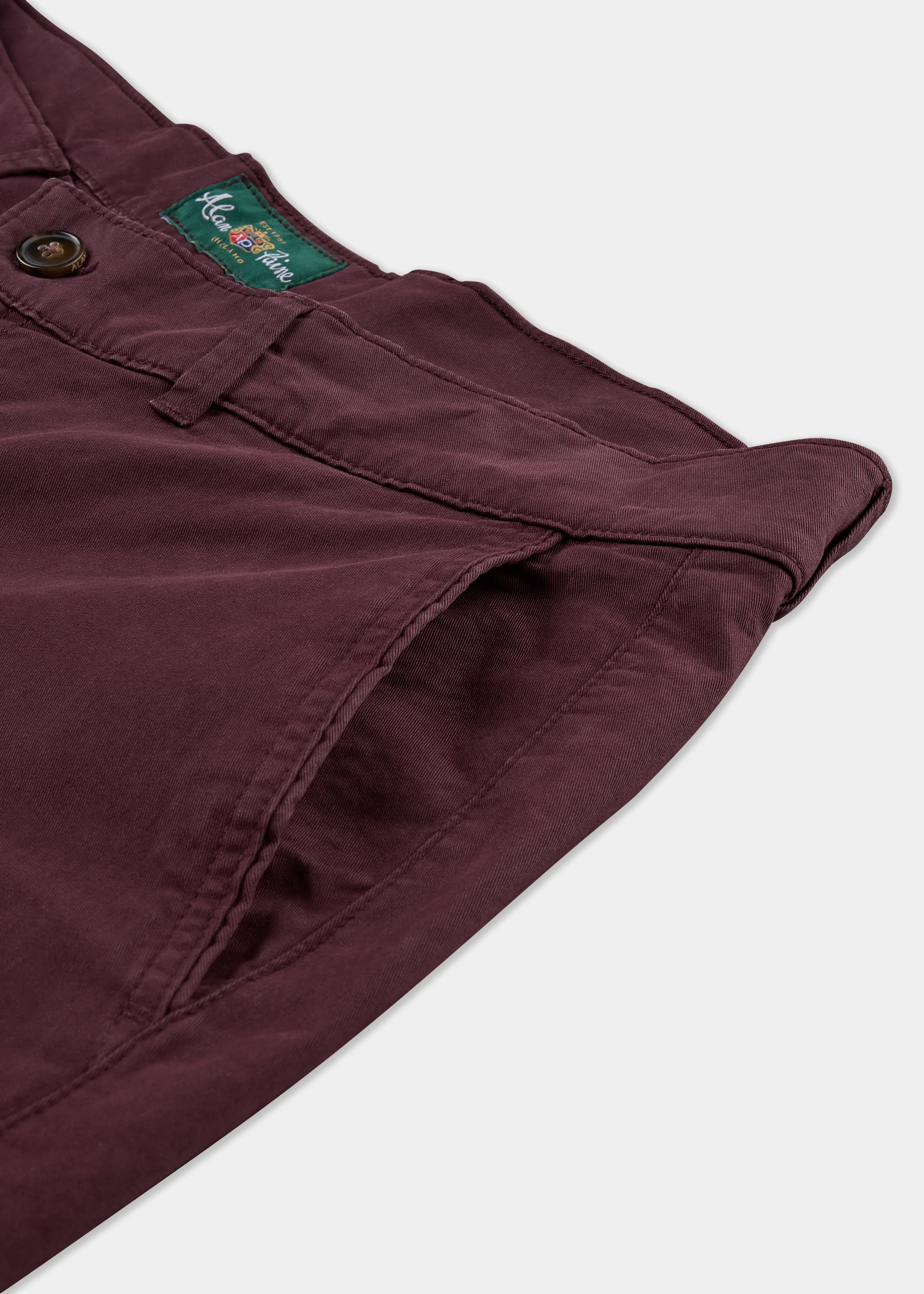 Bamforth Men's Chino Trouser In Wine - Regular Fit - Image 3