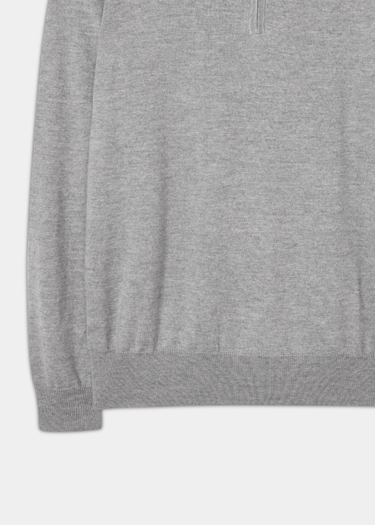 Barton Merino Wool 1/4 Zip Mock Jumper in Light Grey Mix - Regular Fit - Image 3