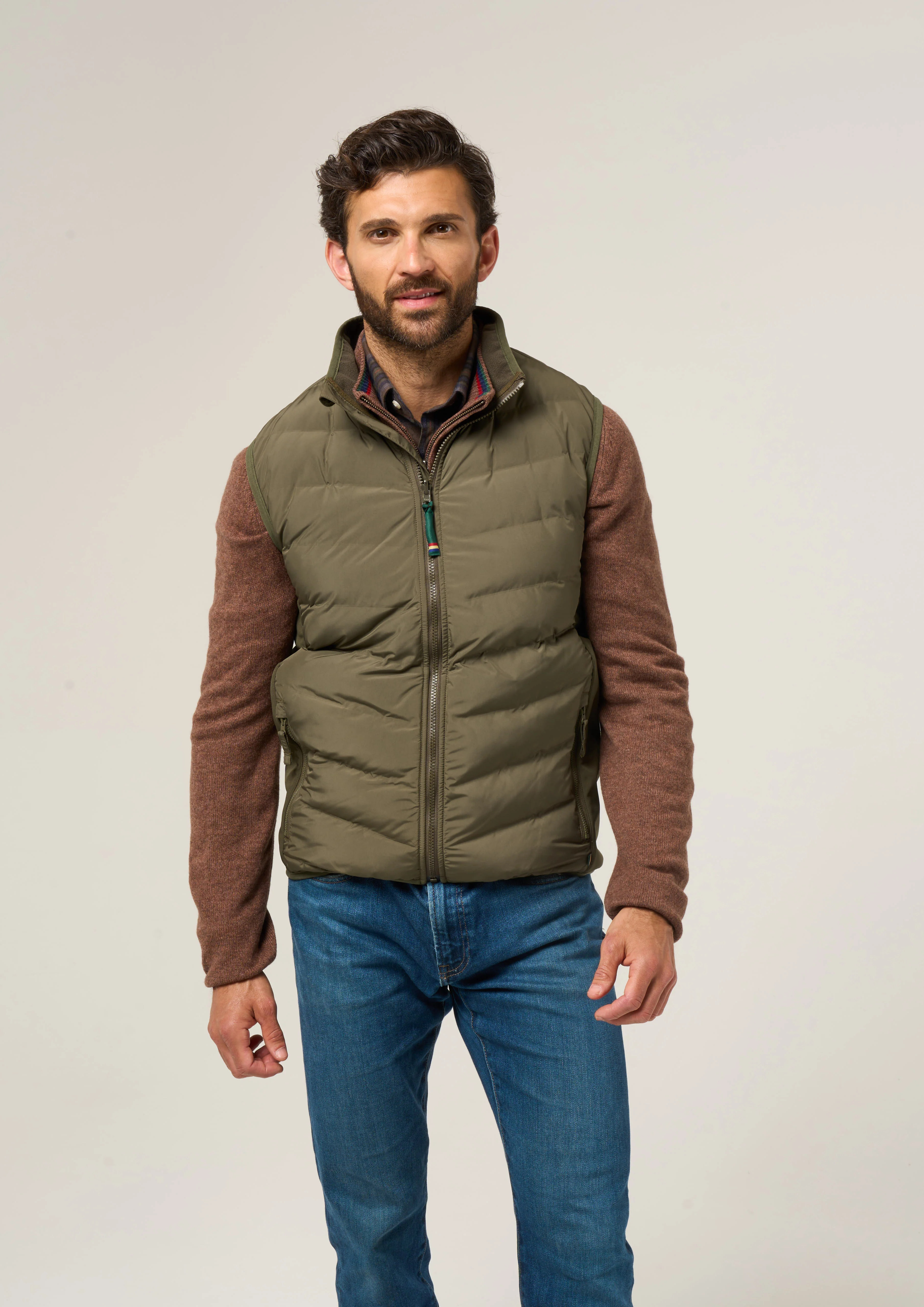 Calsall Men's Hybrid Gilet In Olive - Regular Fit - Image 3
