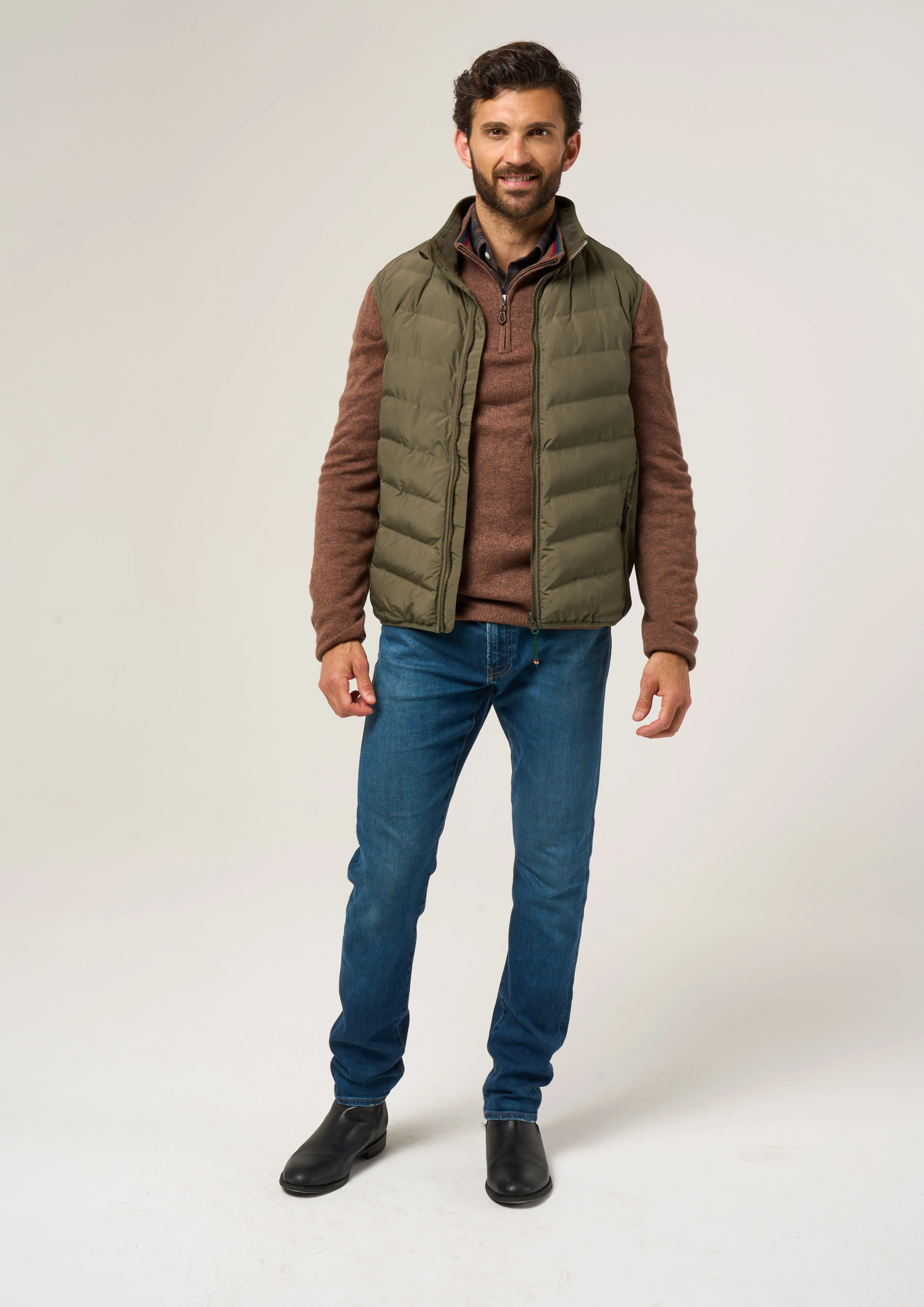 Calsall Men's Hybrid Gilet In Olive - Regular Fit - Image 4