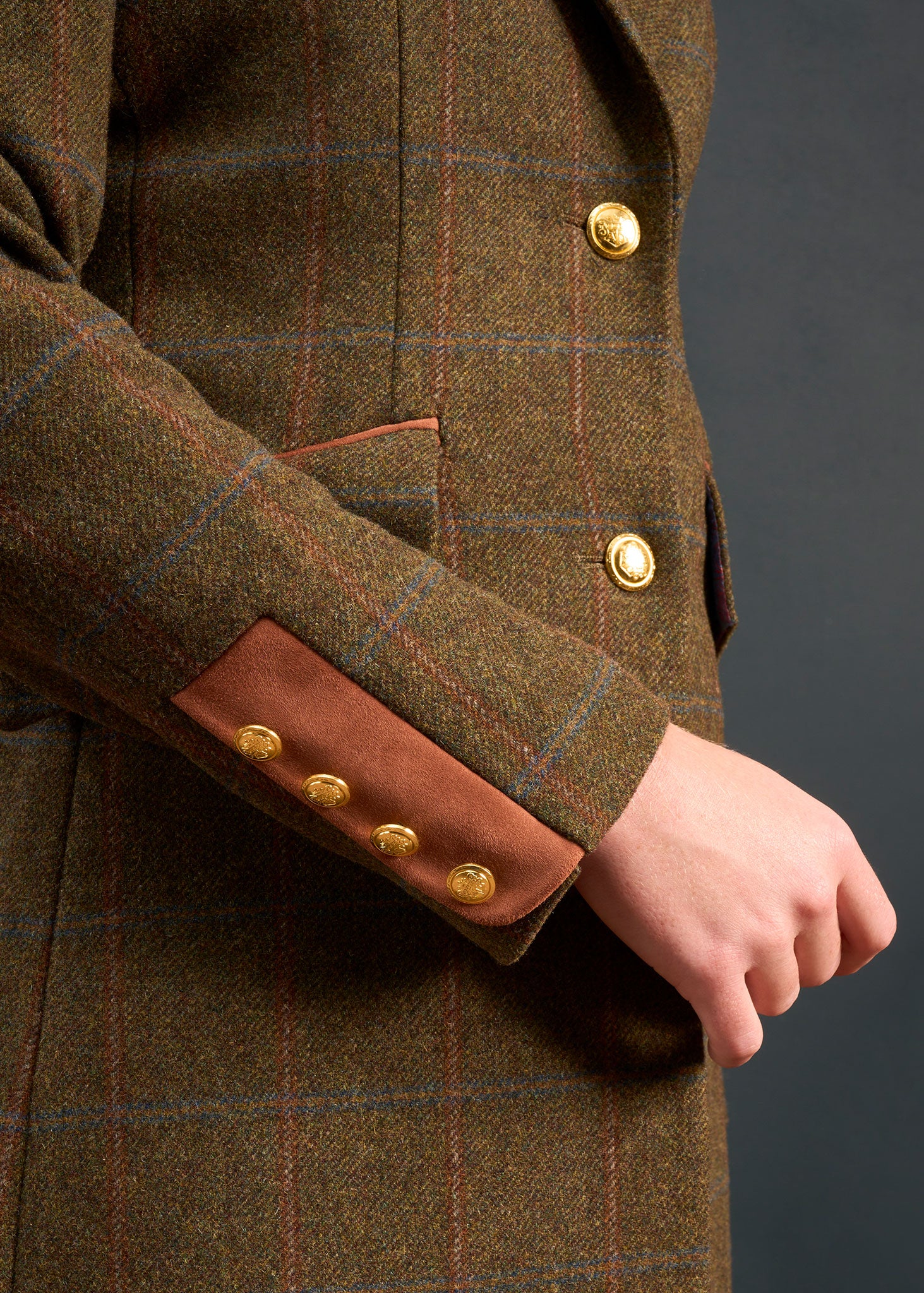 Combrook Ladies Tweed Water Repellent Mid-Thigh Coat in Willow  -  Regular Fit - Image 4