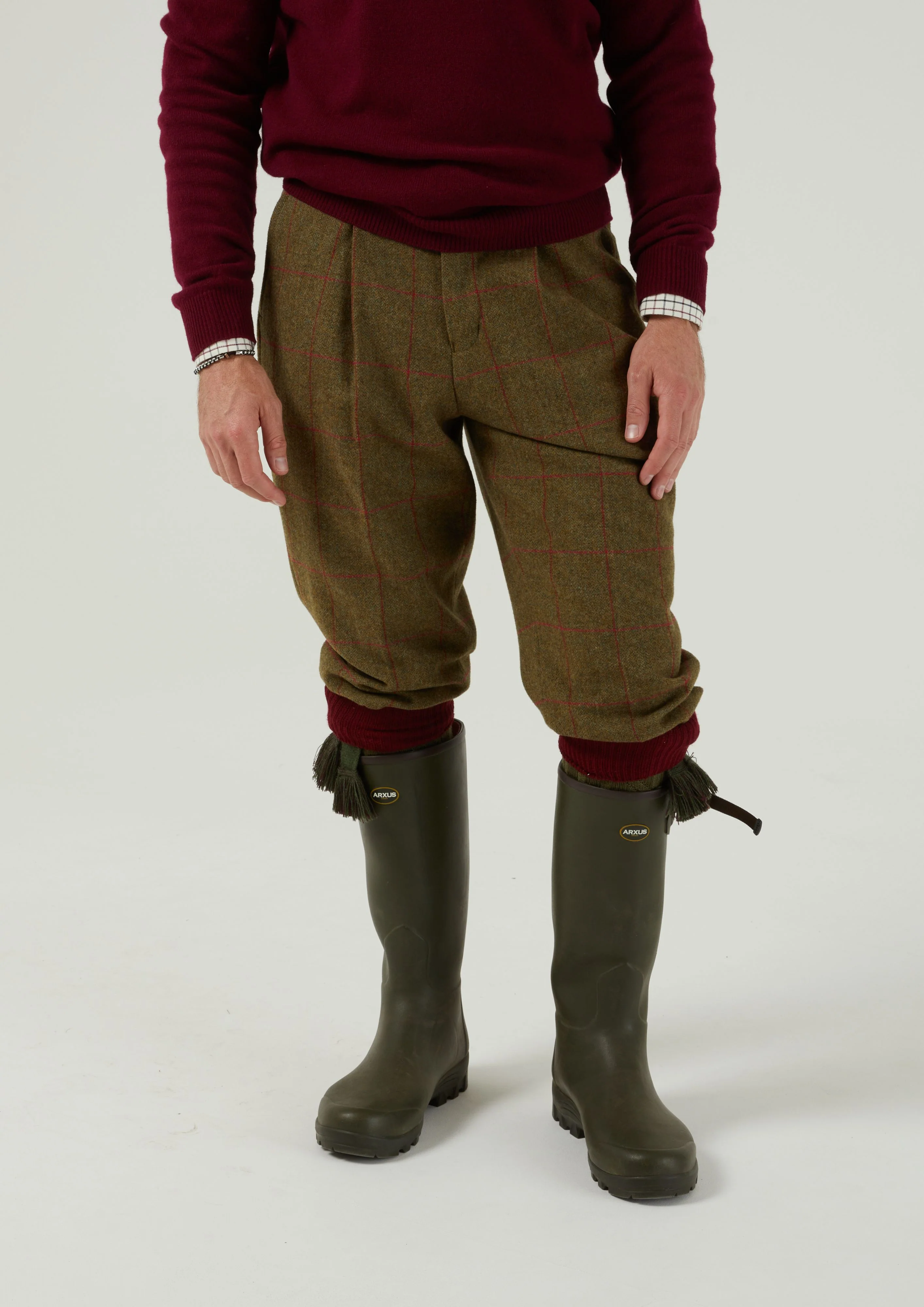 Combrook Men's Tweed Water Repellent Shooting Breeks in Sage  -  Regular Fit - Image 3