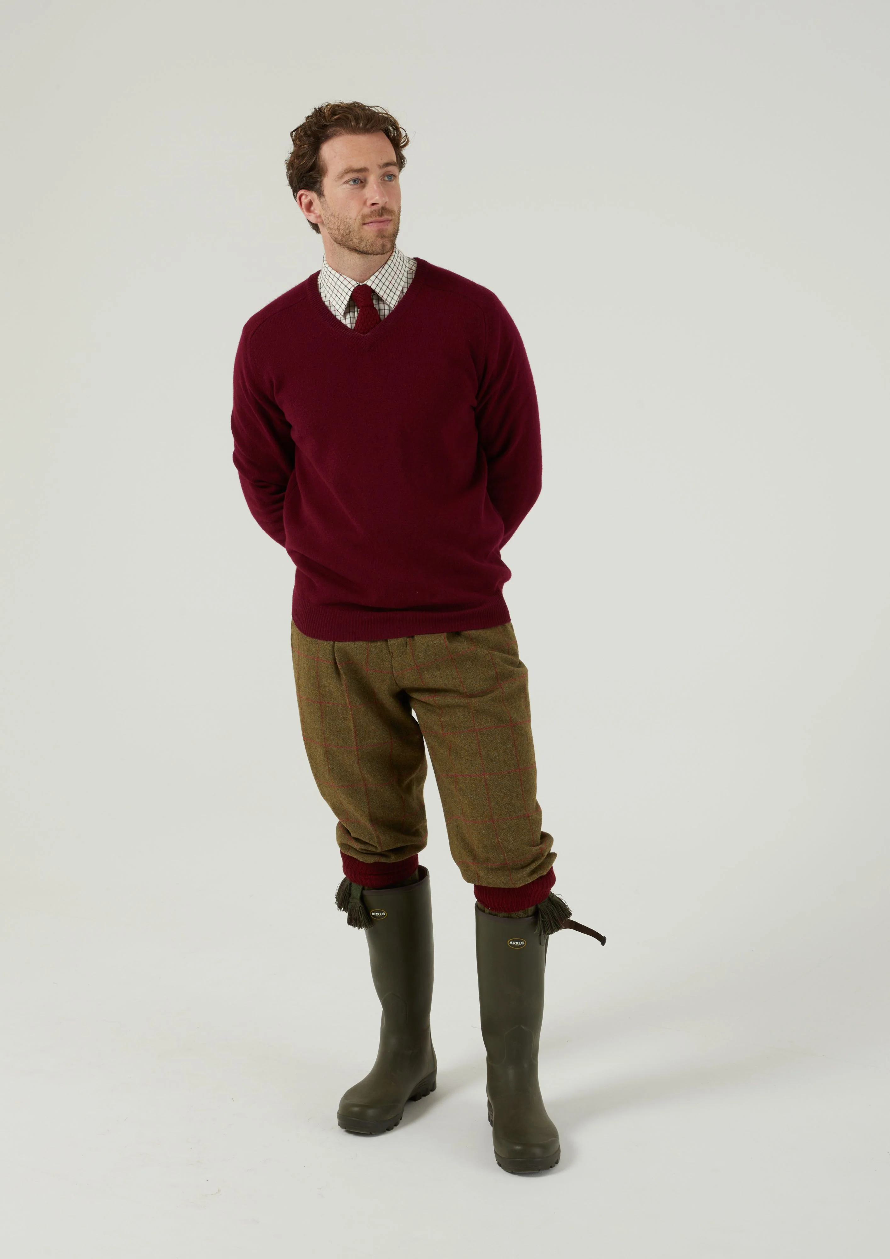 Combrook Men's Tweed Water Repellent Shooting Breeks in Sage  -  Regular Fit - Image 4