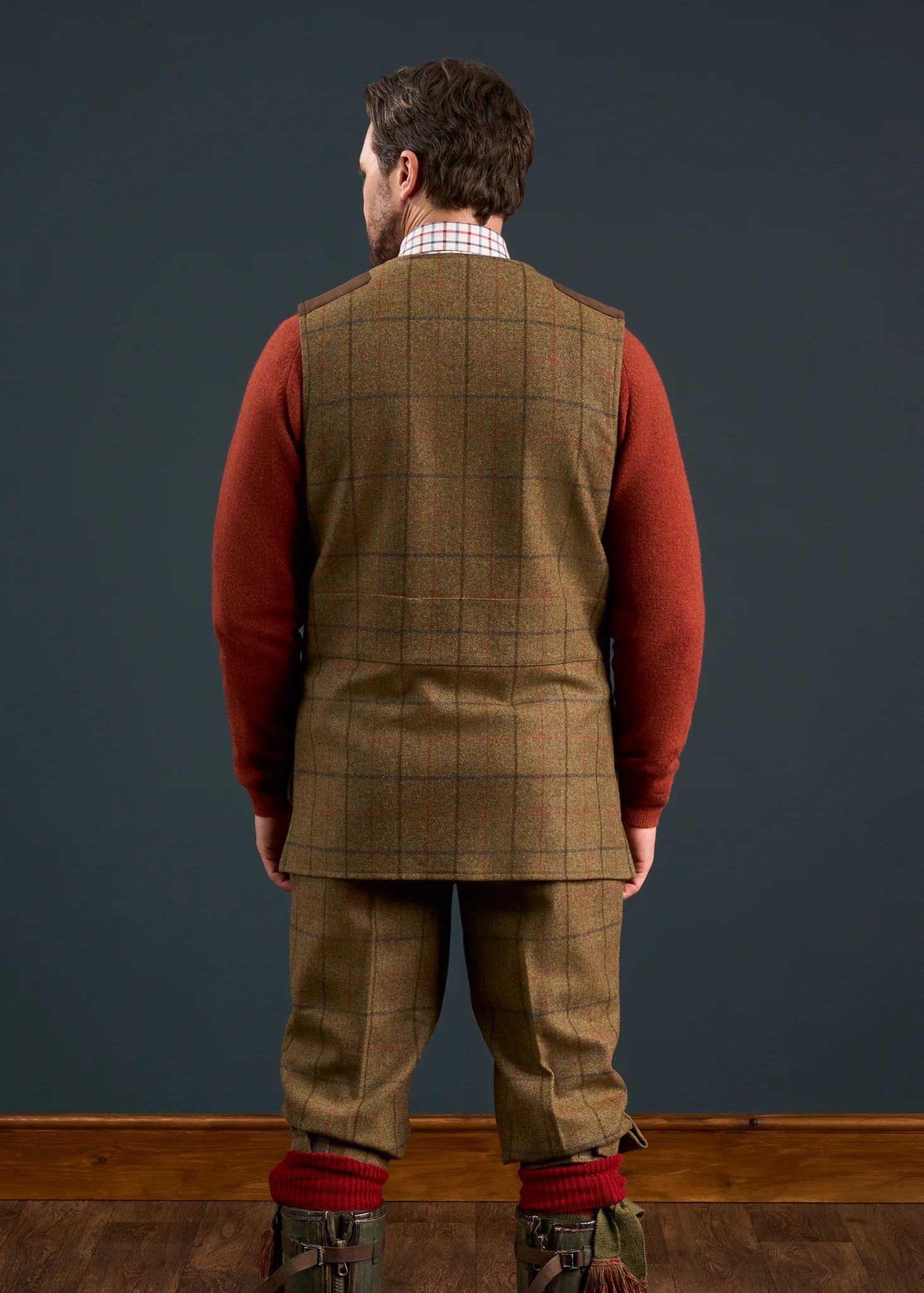 Combrook Men's Tweed Shooting Waistcoat in Thyme - Shooting Fit - Image 3