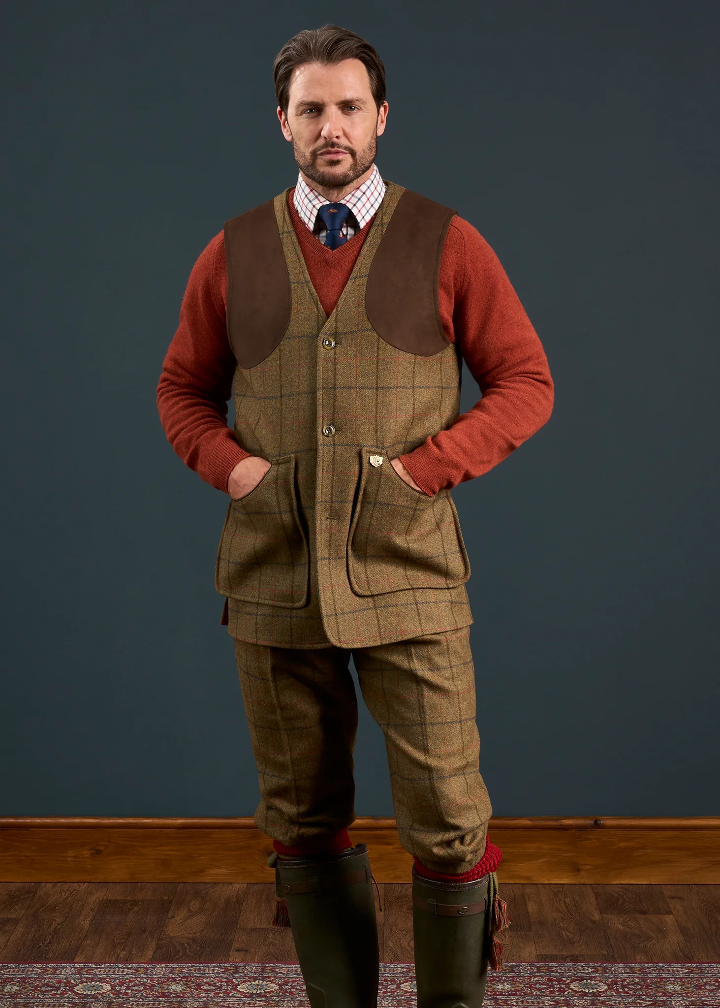 Combrook Men's Tweed Shooting Waistcoat in Thyme - Shooting Fit - Image 5