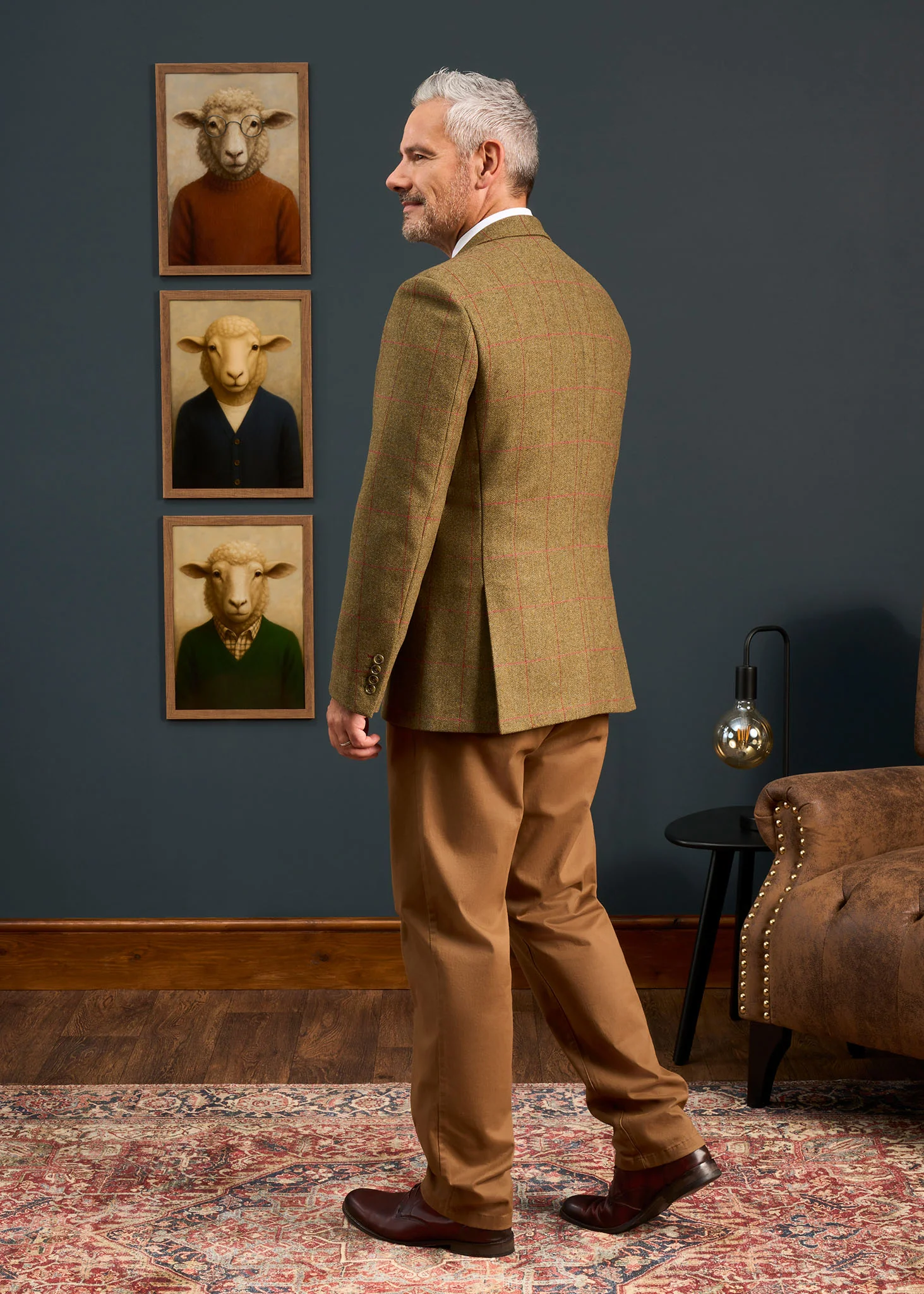 Combrook Men's Tweed Water Repellent Sports Blazer in Sage  -  Regular Fit - Image 4