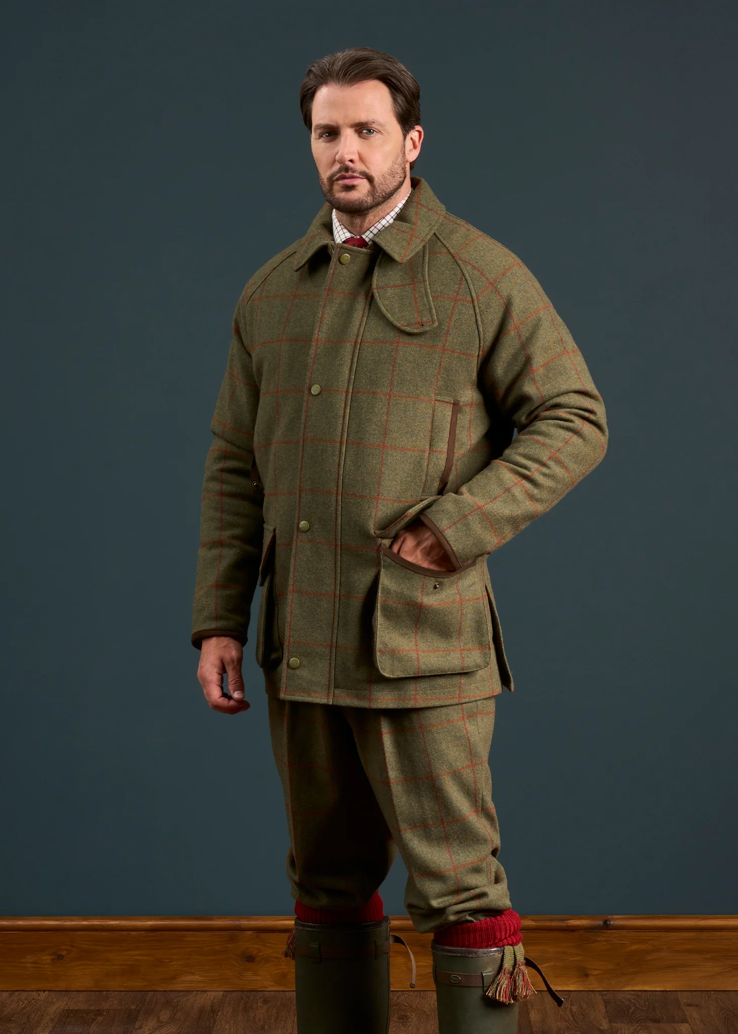 Combrook Men's Tweed Waterproof Coat in Reed  -  Regular Fit - Image 4
