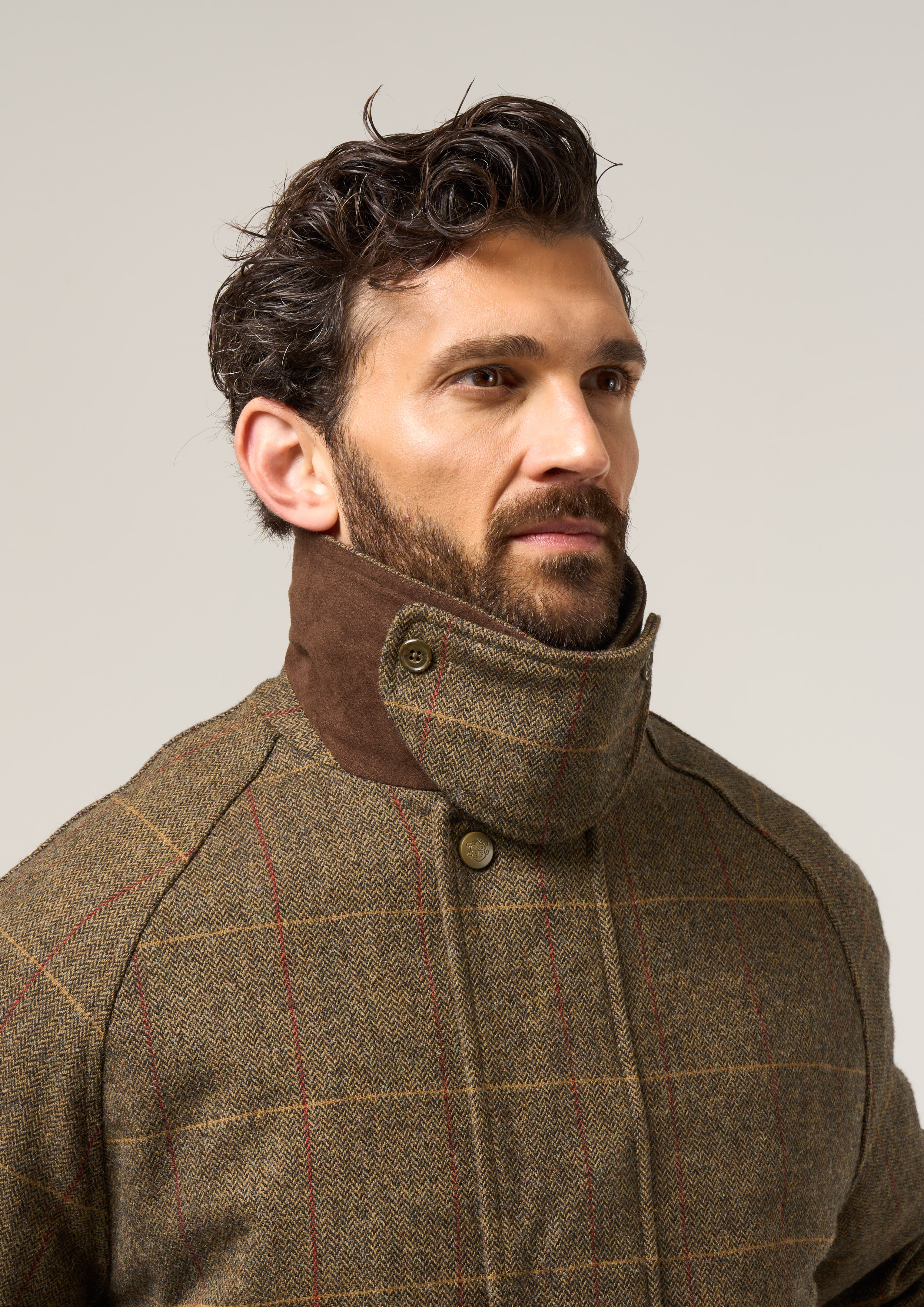 Combrook Men's Tweed Waterproof Coat in Teak  -  Regular Fit - Image 5