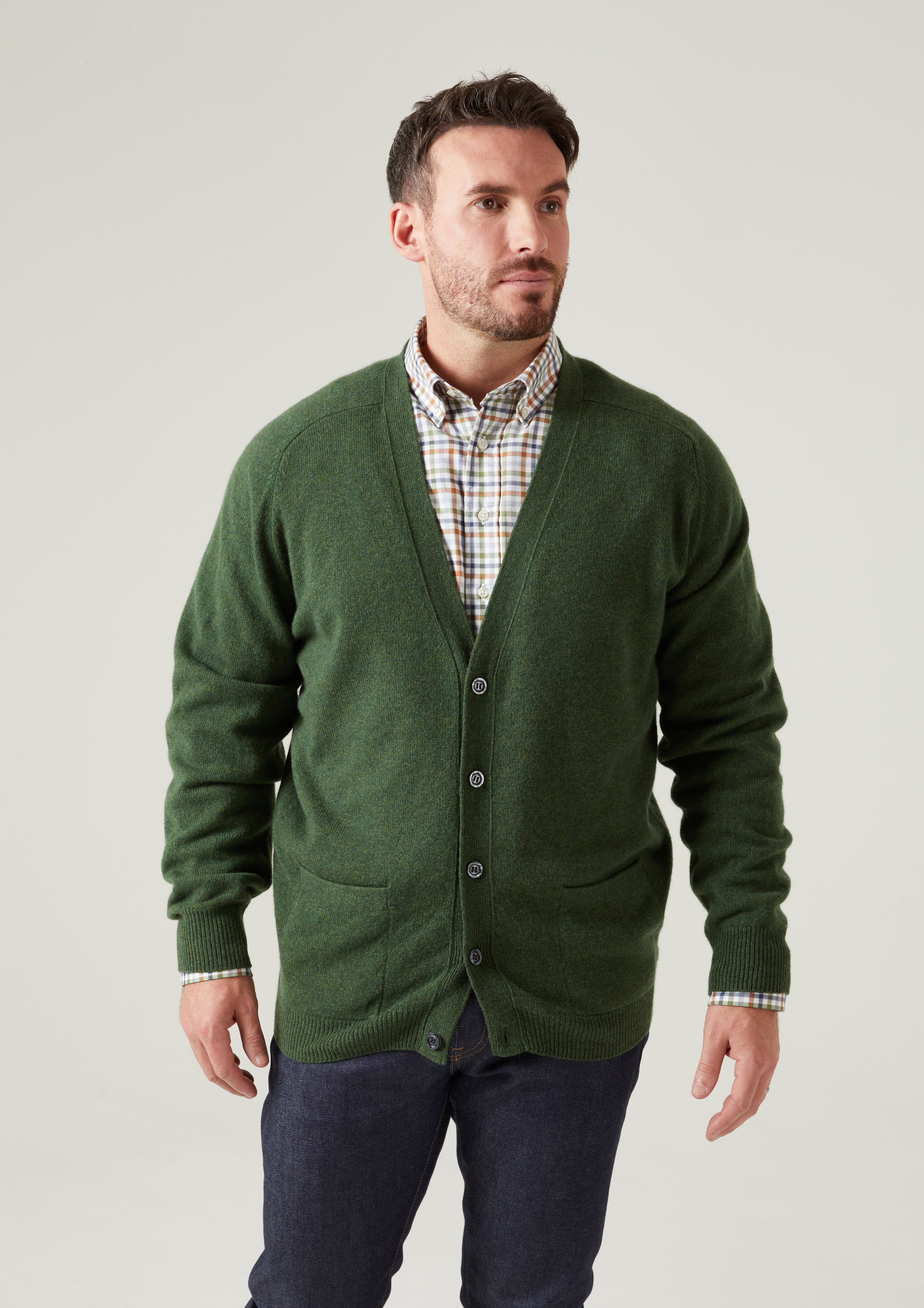 Cornwall Lambswool Cardigan in Rosemary - Classic Fit - Image 3