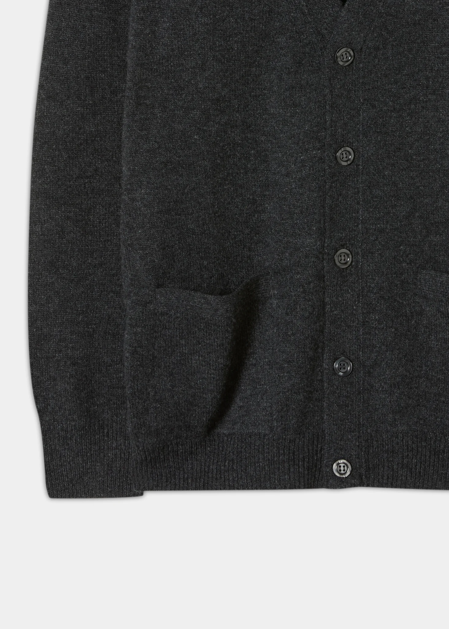 Cornwall Lambswool Cardigan in Charcoal - Classic Fit - Image 3