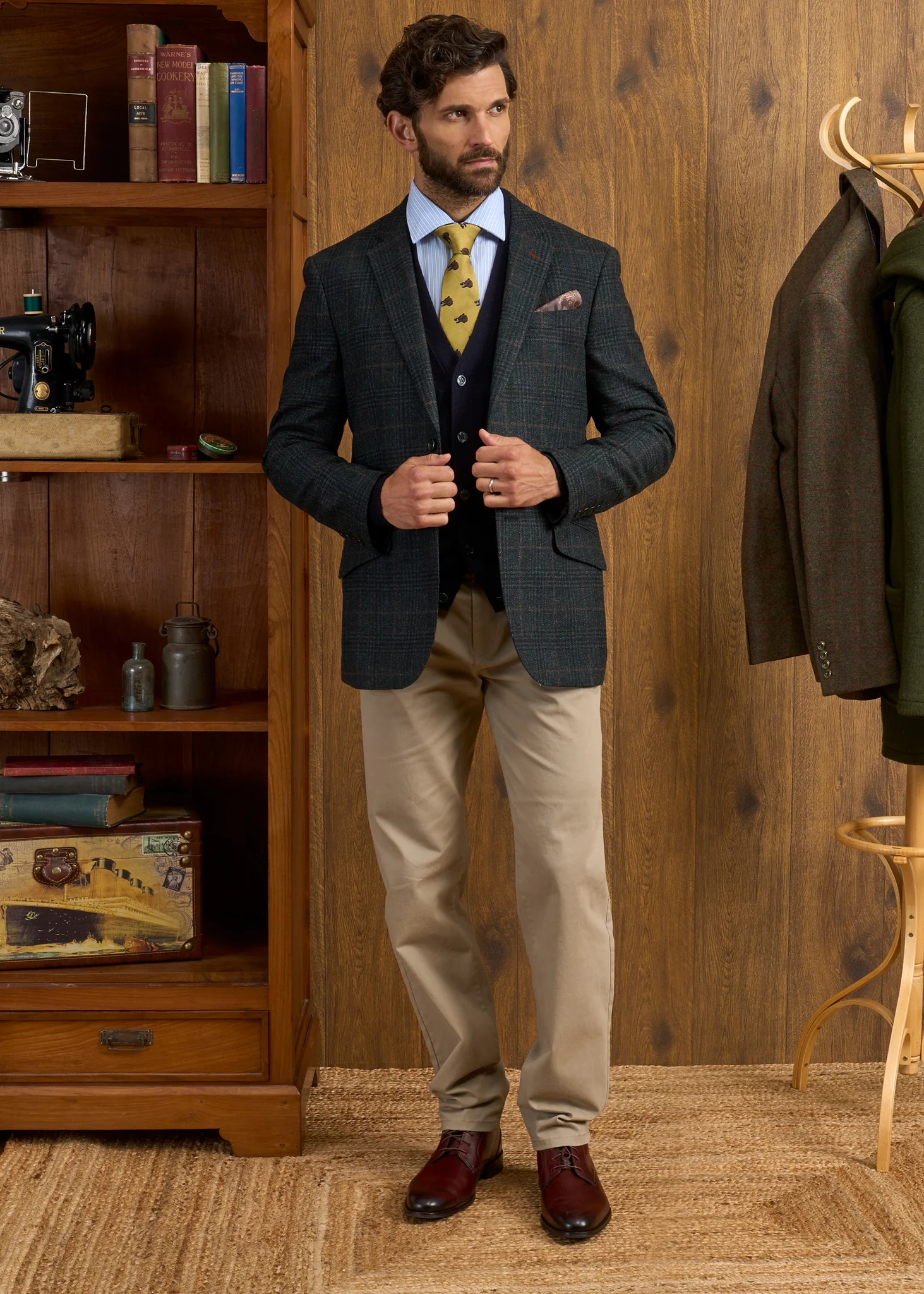 Cornwall Lambswool Cardigan in Navy - Classic Fit - Image 6