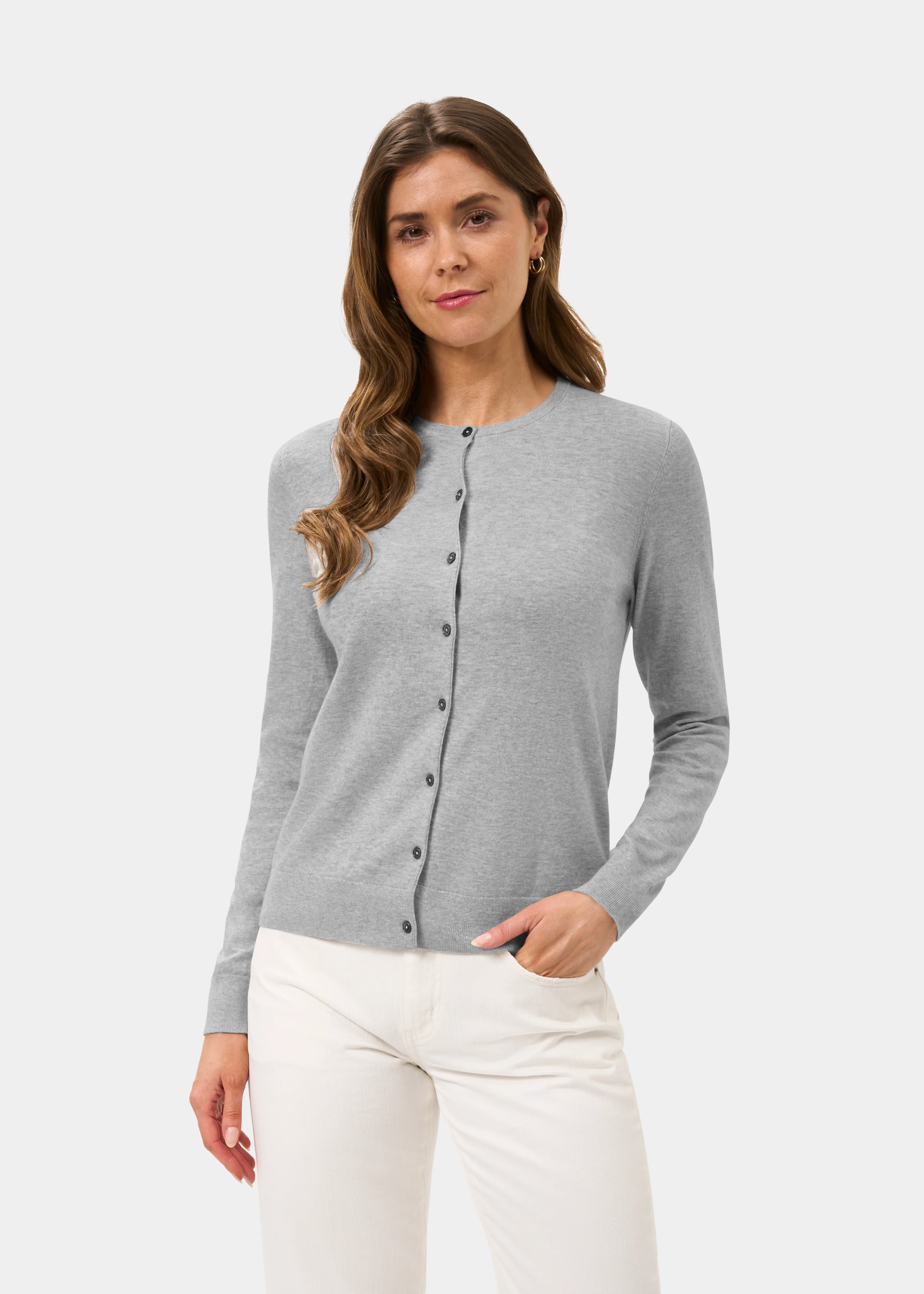 Daphne Ladies Cotton Cashmere Cardigan In Dove - Image 5