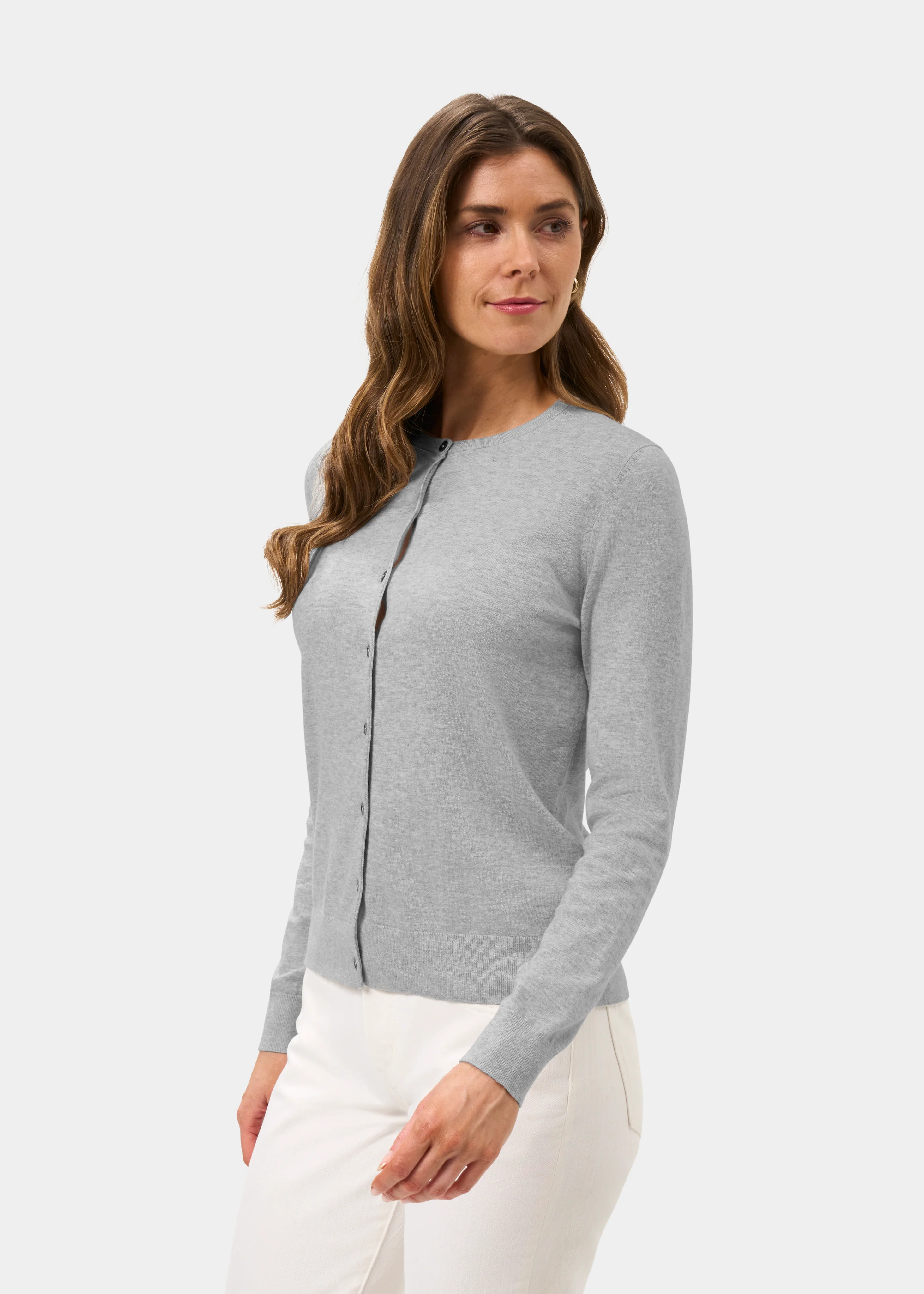 Daphne Ladies Cotton Cashmere Cardigan In Dove - Image 6