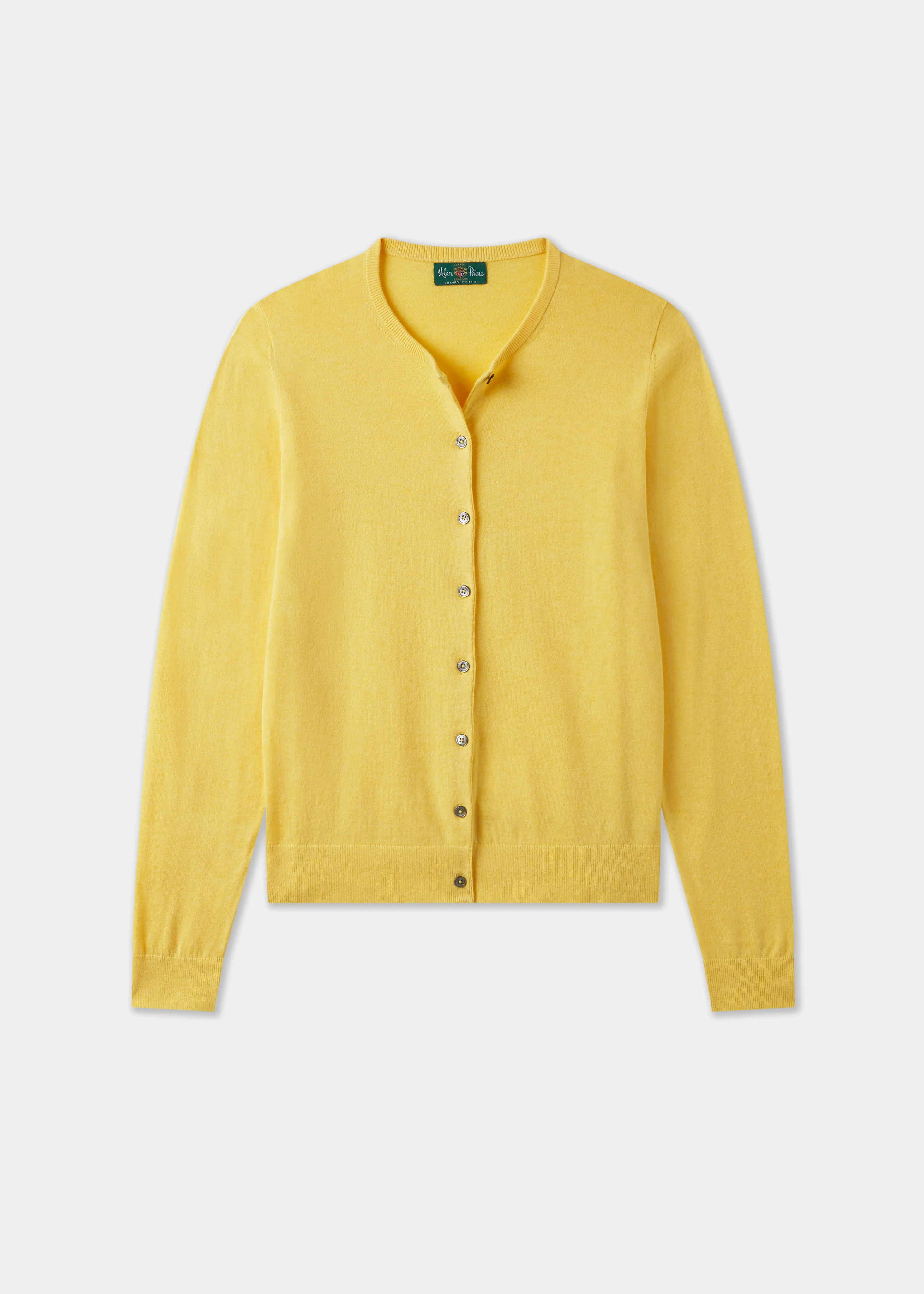 Daphne Ladies Cotton Cashmere Cardigan In Lemon
