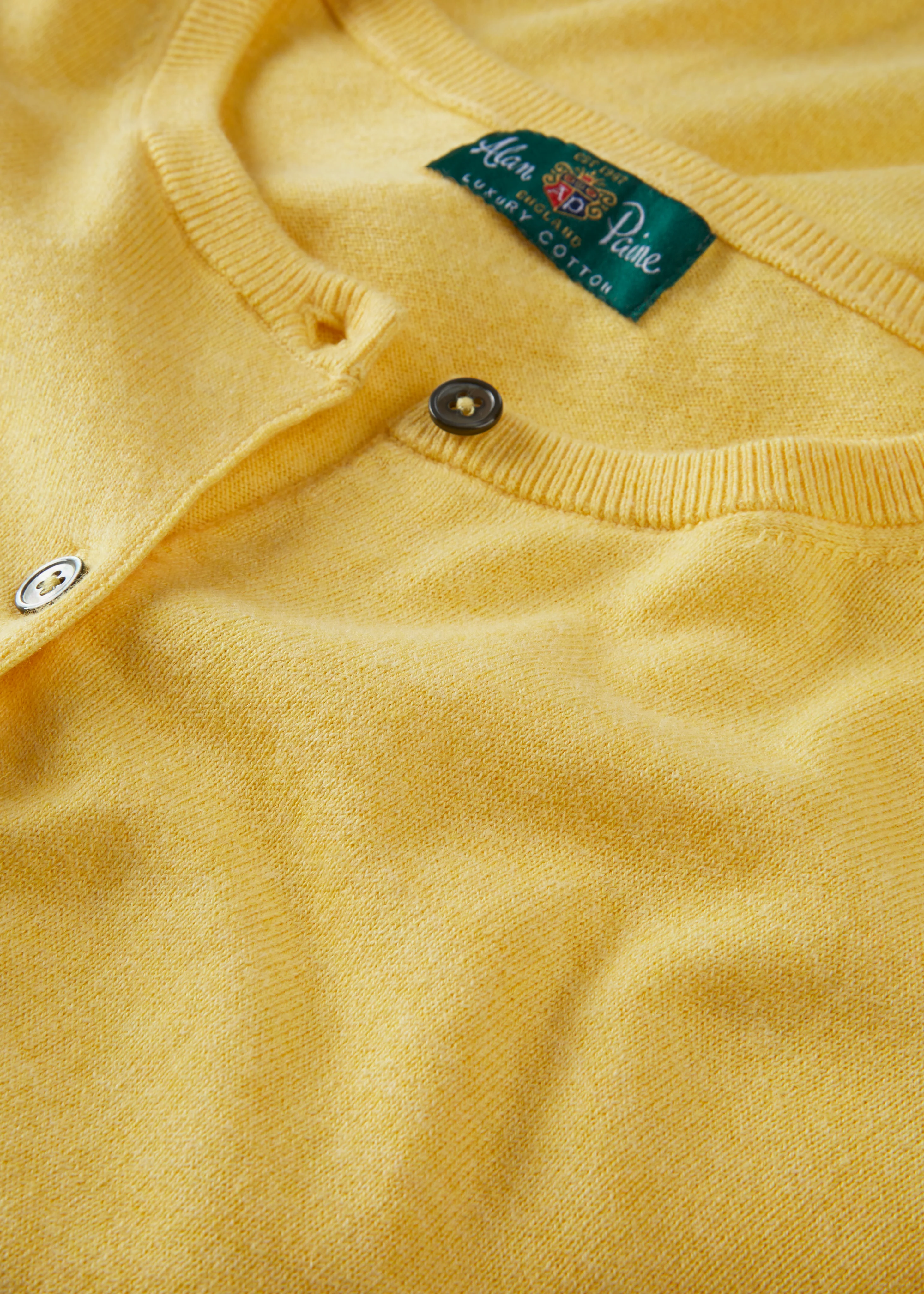 Daphne Ladies Cotton Cashmere Cardigan In Lemon - Image 4