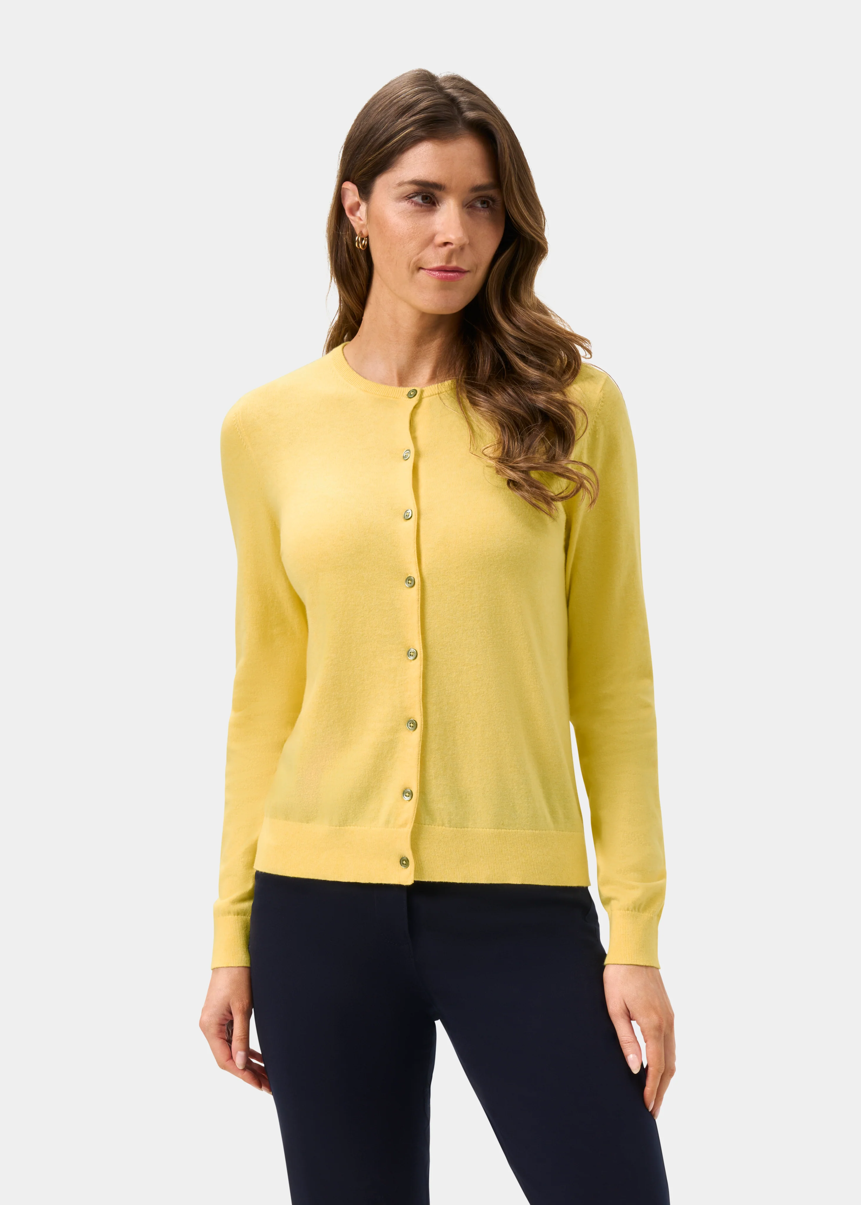 Daphne Ladies Cotton Cashmere Cardigan In Lemon - Image 5