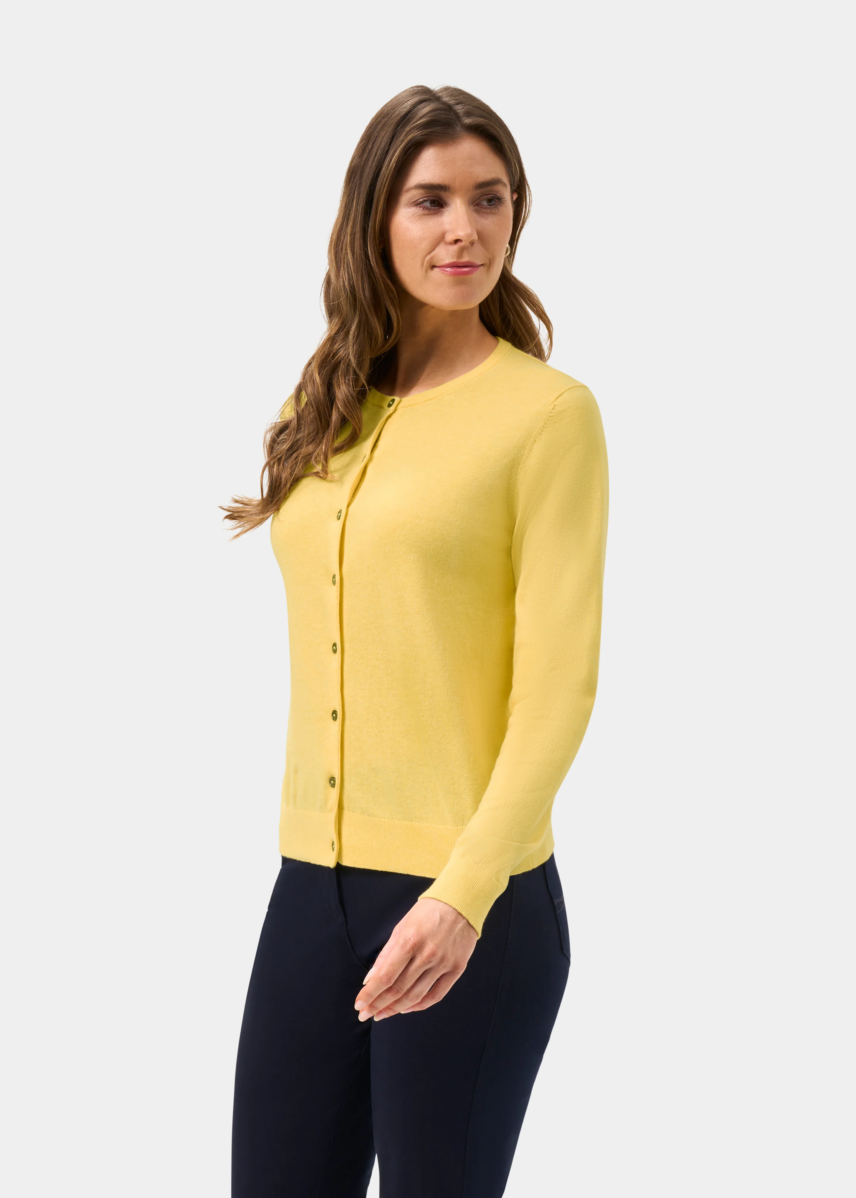 Daphne Ladies Cotton Cashmere Cardigan In Lemon - Image 6