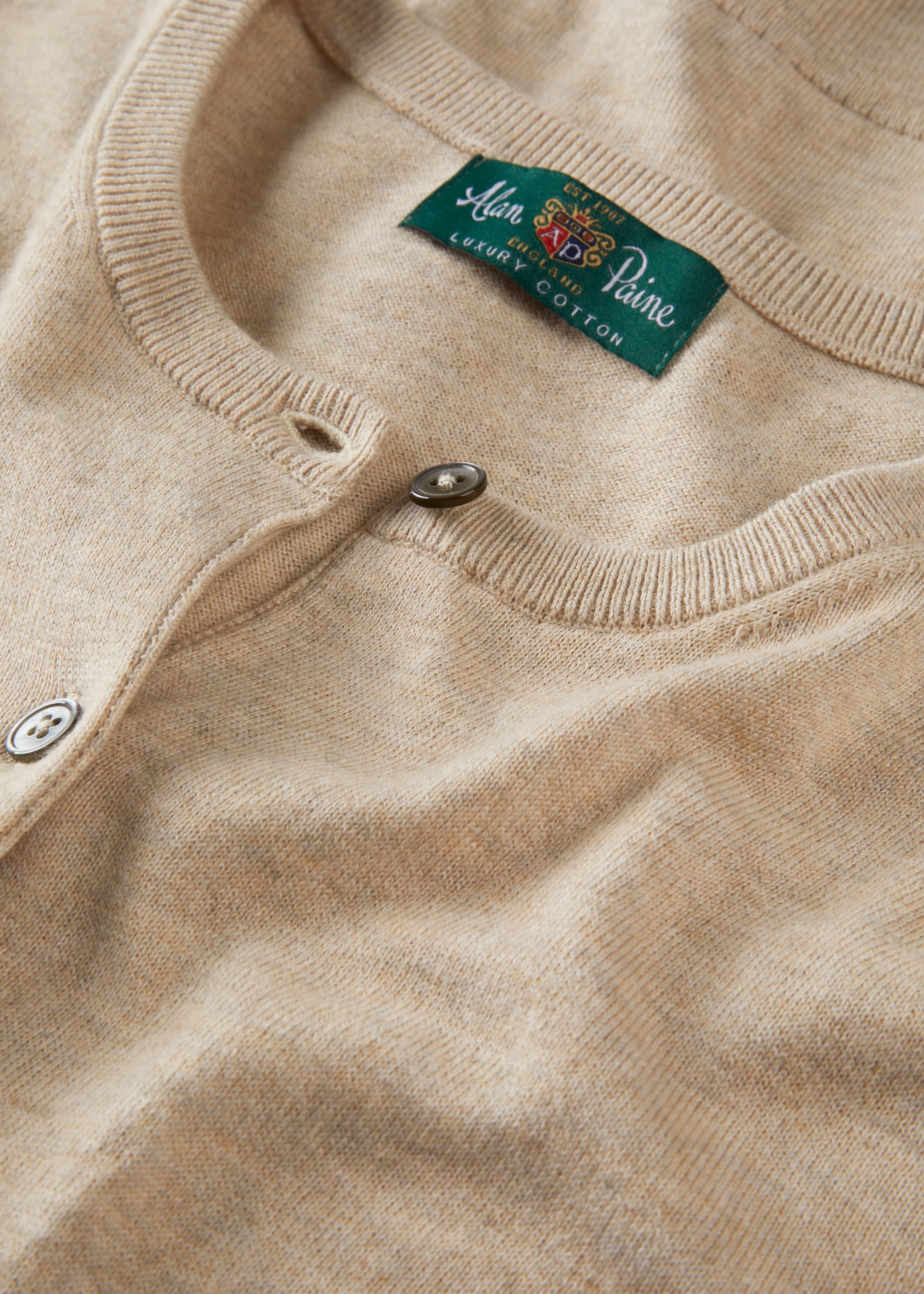Daphne Ladies Cotton Cashmere Cardigan In Sand - Image 4