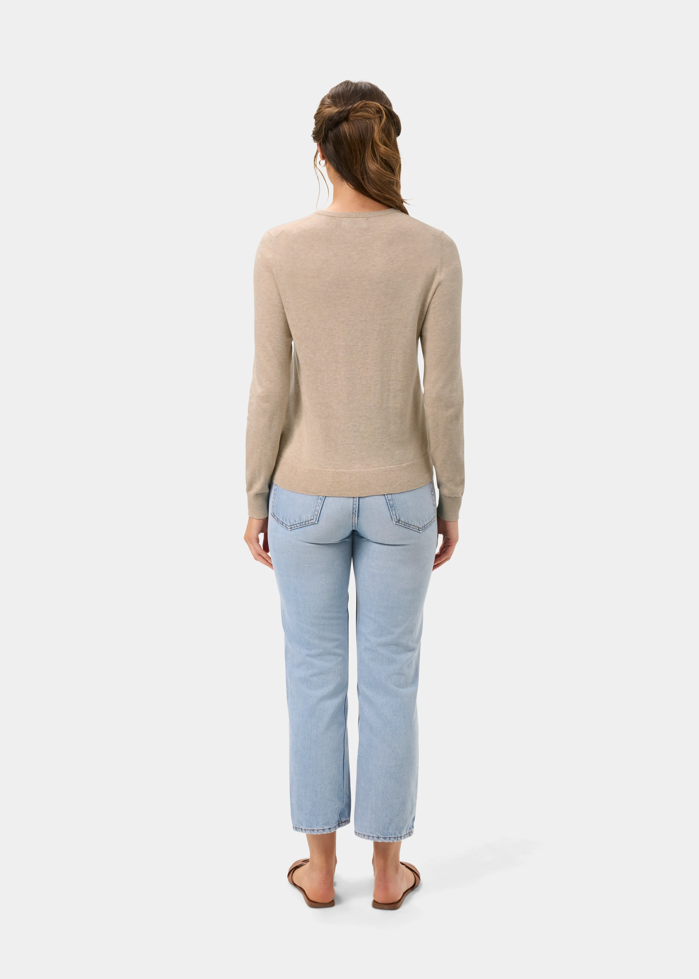 Daphne Ladies Cotton Cashmere Cardigan In Sand - Image 7