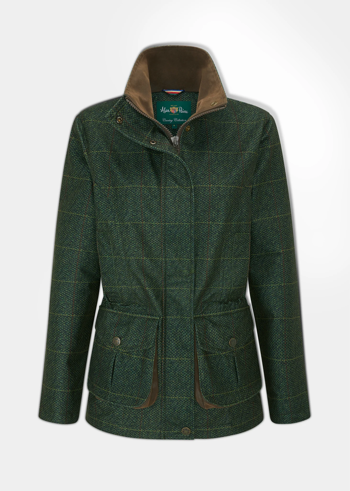 Didsmere Ladies Technical Tweed Effect Coat In Myrtle - Regular Fit