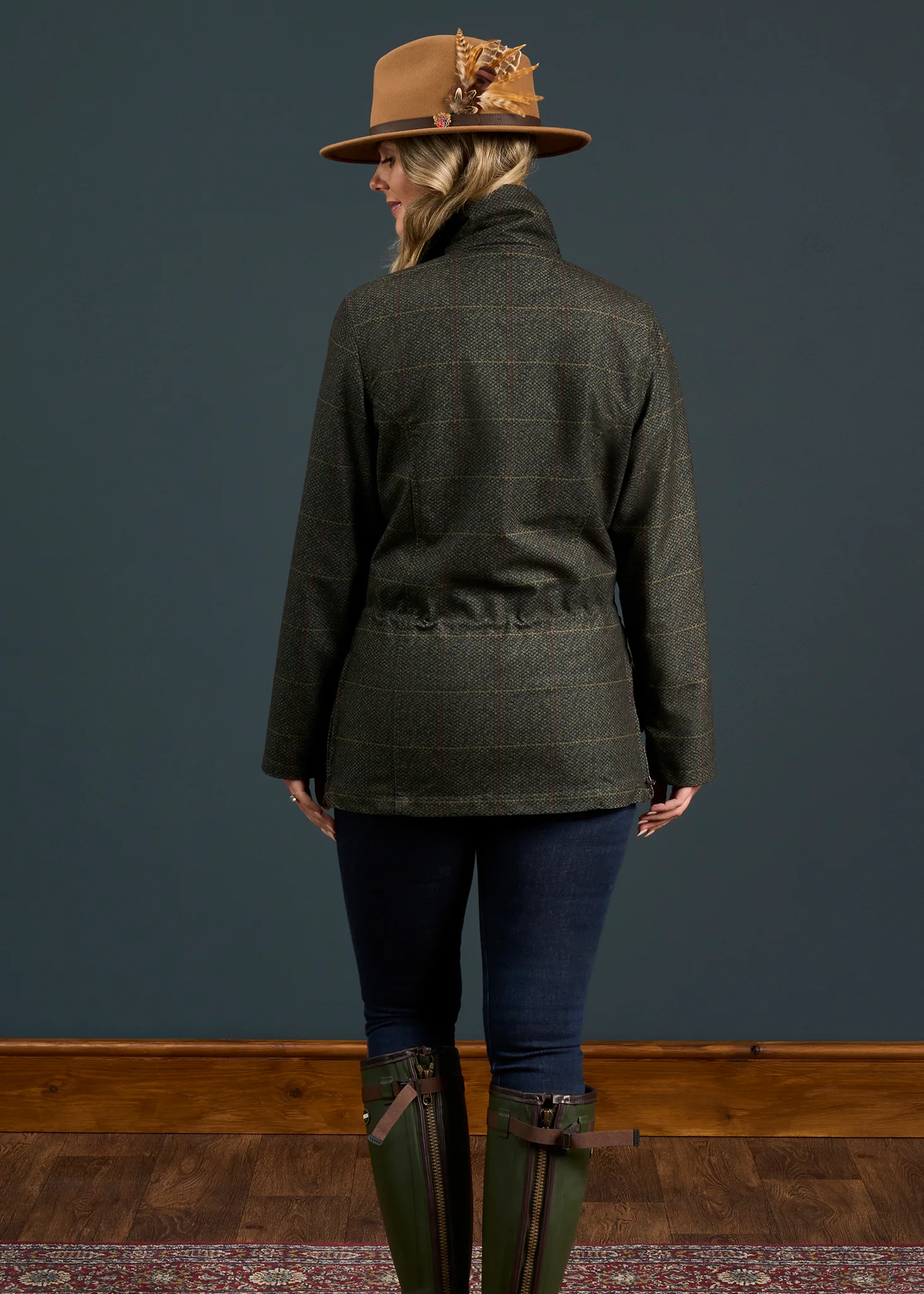 Didsmere Ladies Technical Tweed Effect Coat In Myrtle - Regular Fit - Image 4