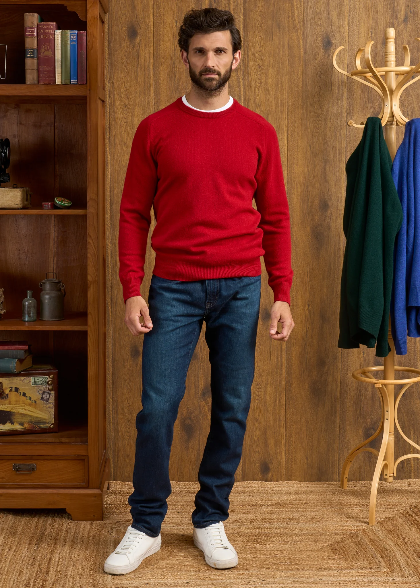 Dorset Men's Lambswool Jumper in Dubonnet - Classic Fit - Image 3