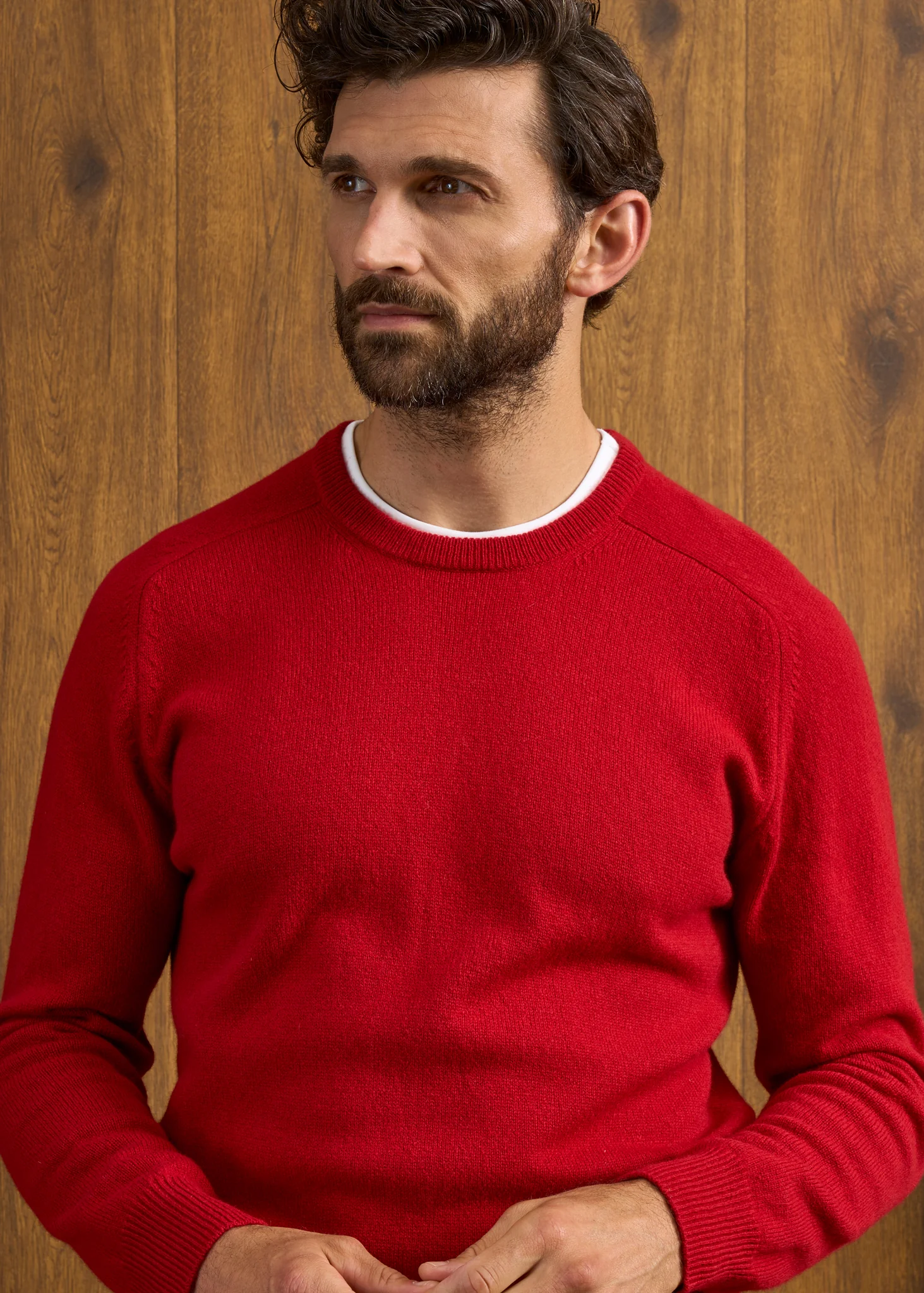 Dorset Men's Lambswool Jumper in Dubonnet - Classic Fit - Image 7