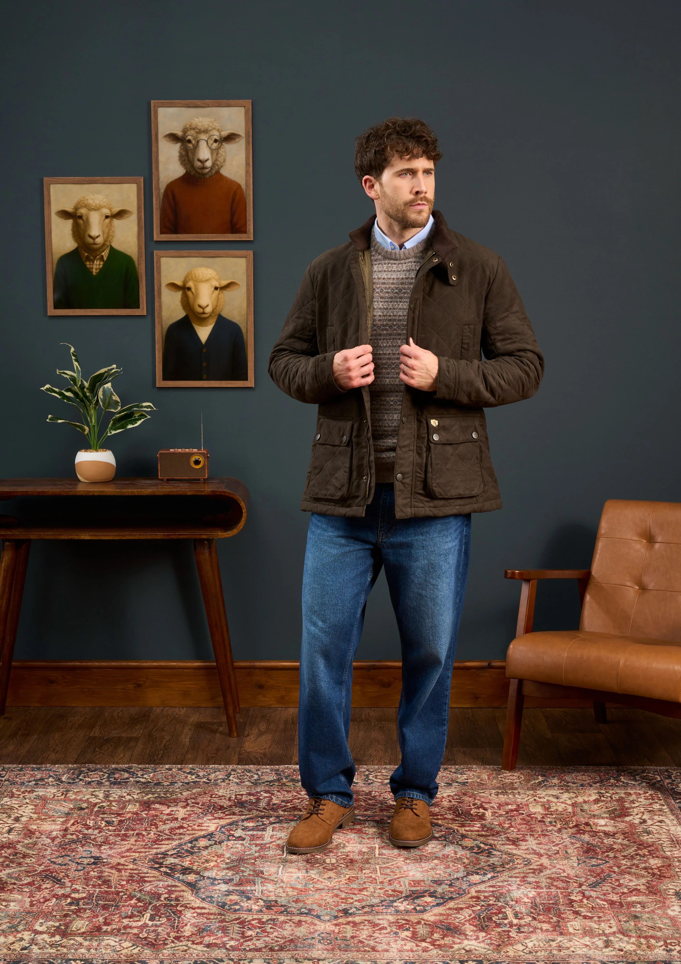 Felwell Children's Quilted Jacket In Olive - Regular Fit - Image 3