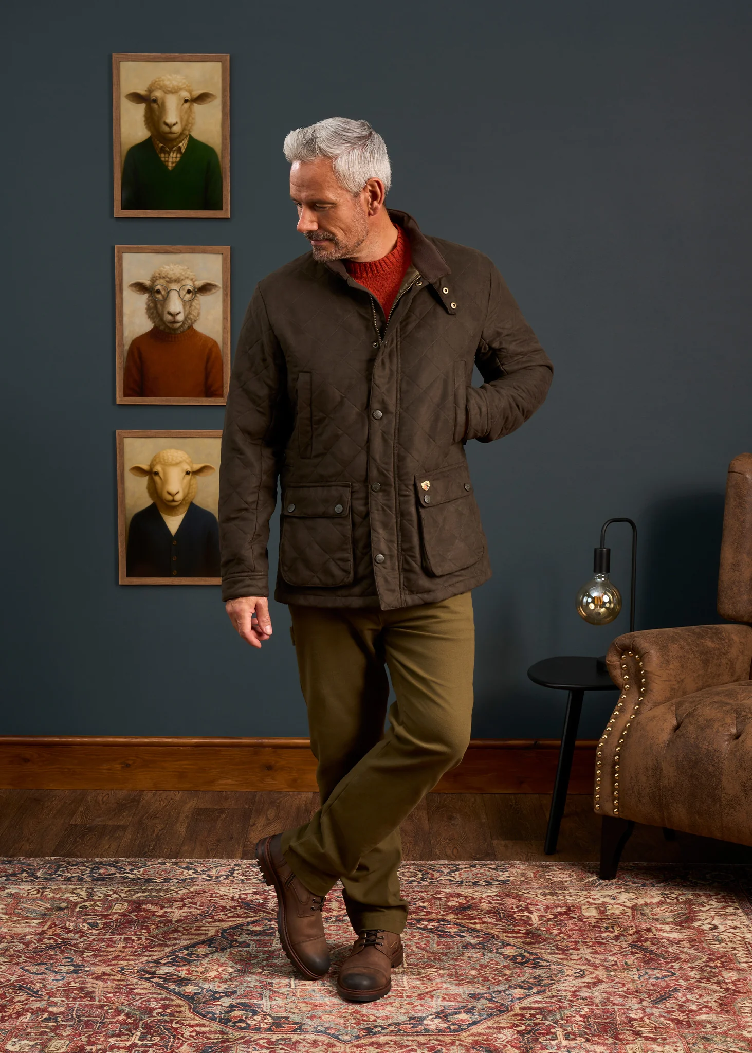 Felwell Men's Quilted Jacket In Olive - Regular Fit - Image 3