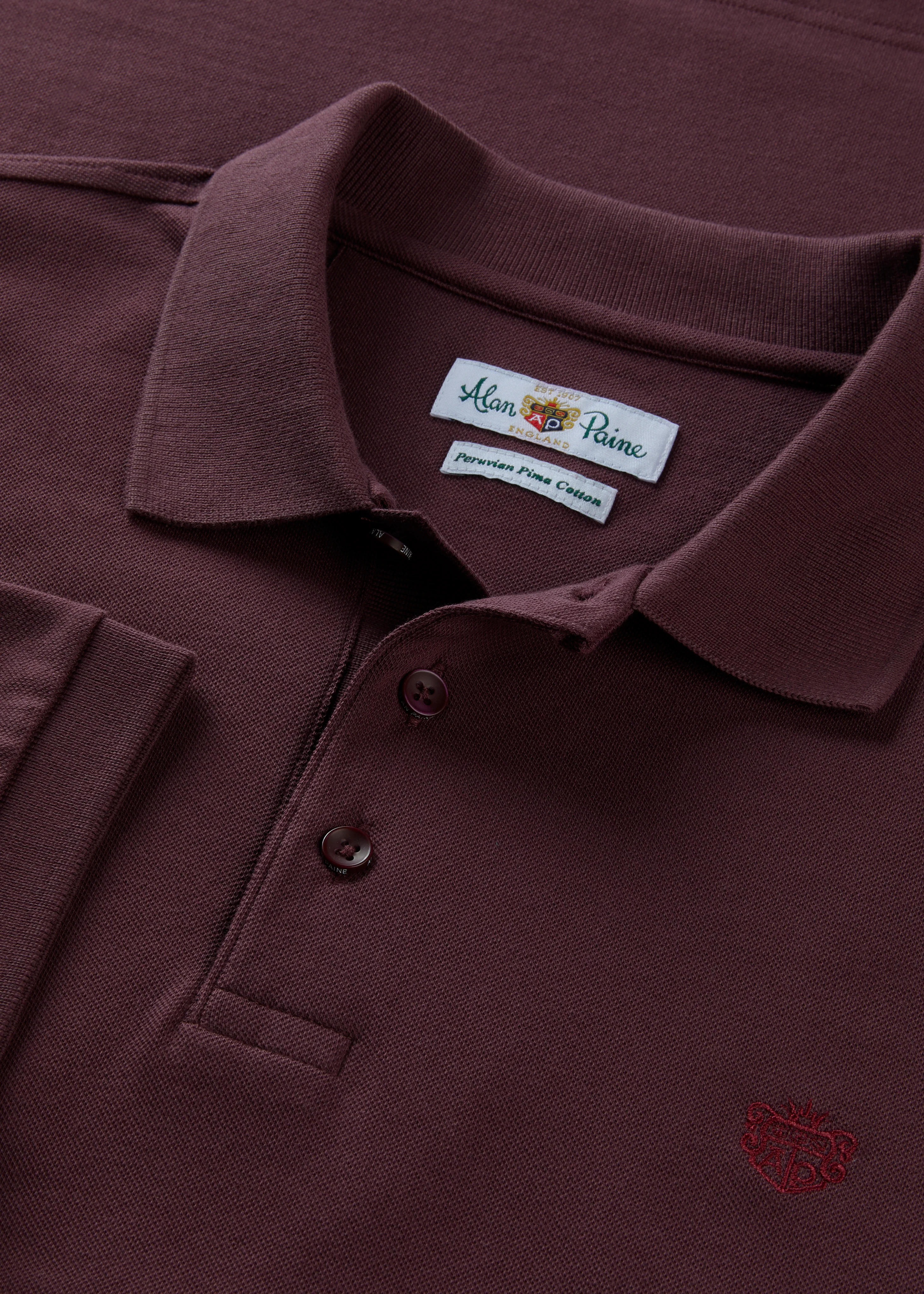 Fritton Pique Polo Shirt In Blackcurrant - Image 3