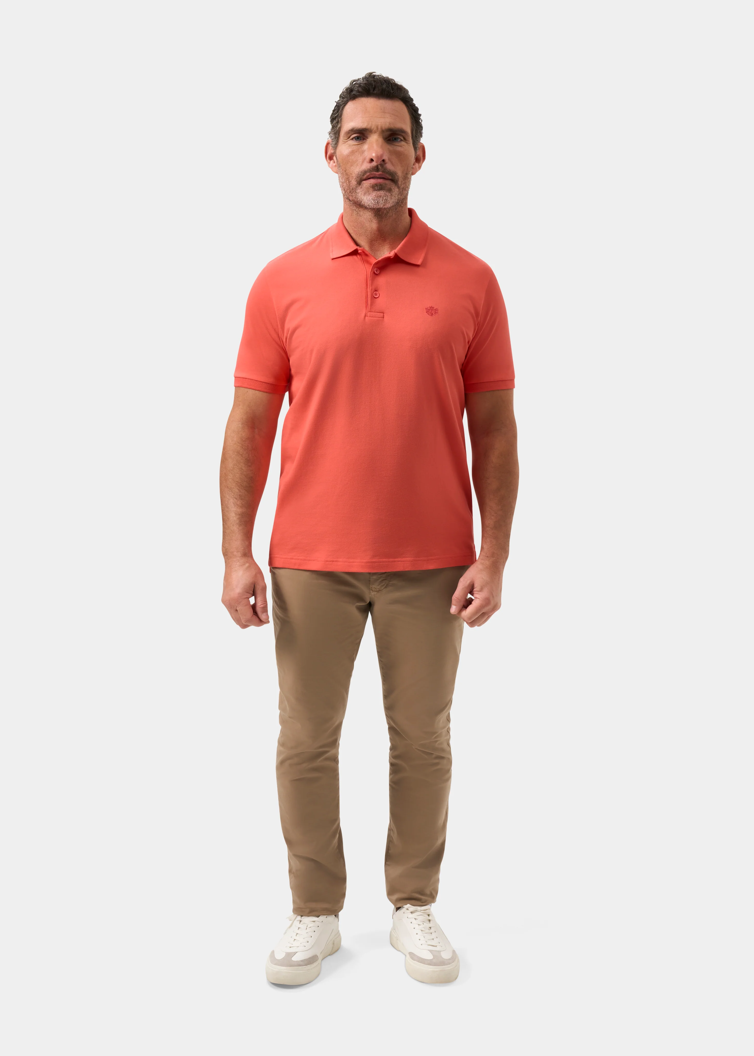Fritton Pique Polo Shirt In Coral - Image 2
