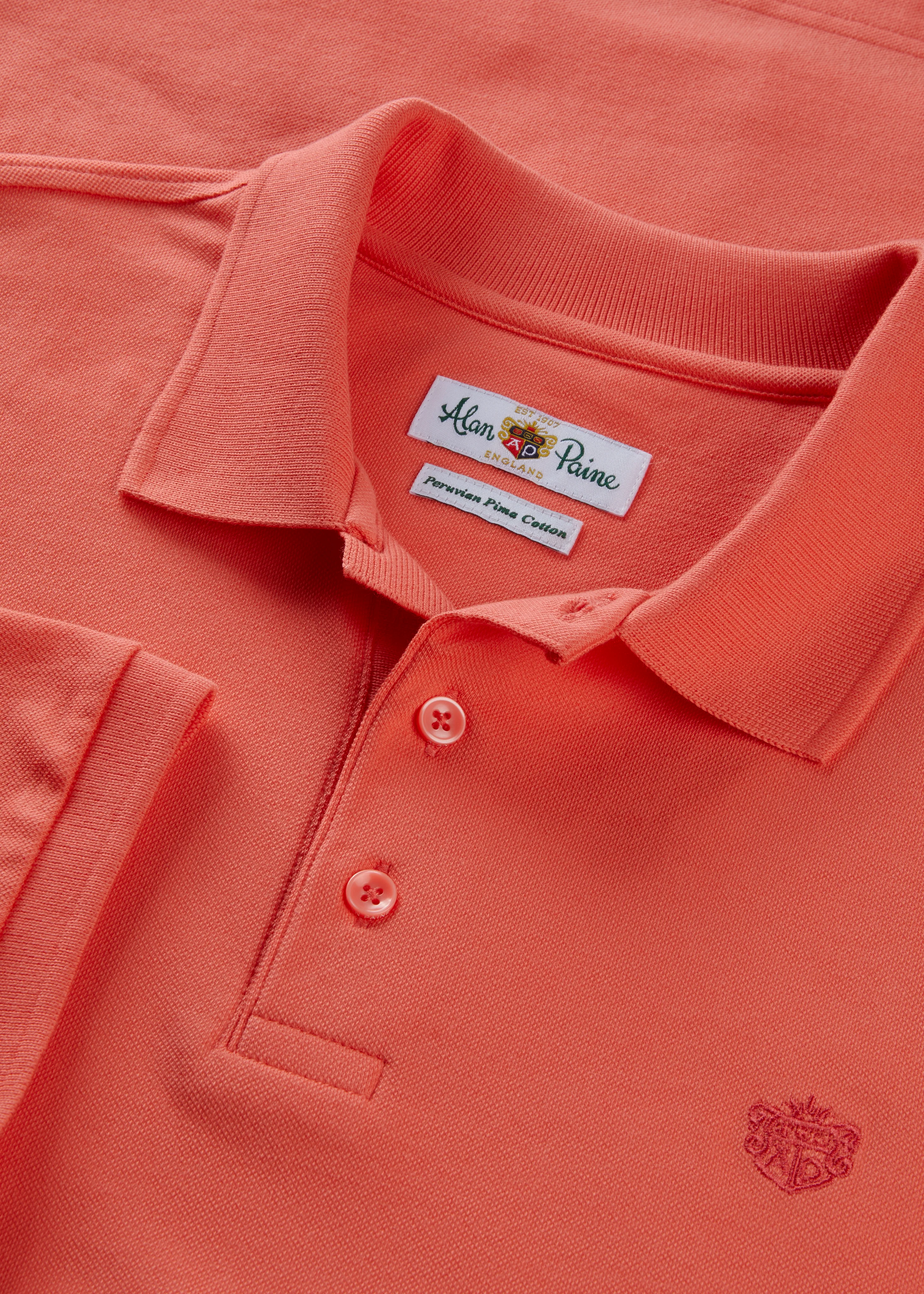Fritton Pique Polo Shirt In Coral - Image 3
