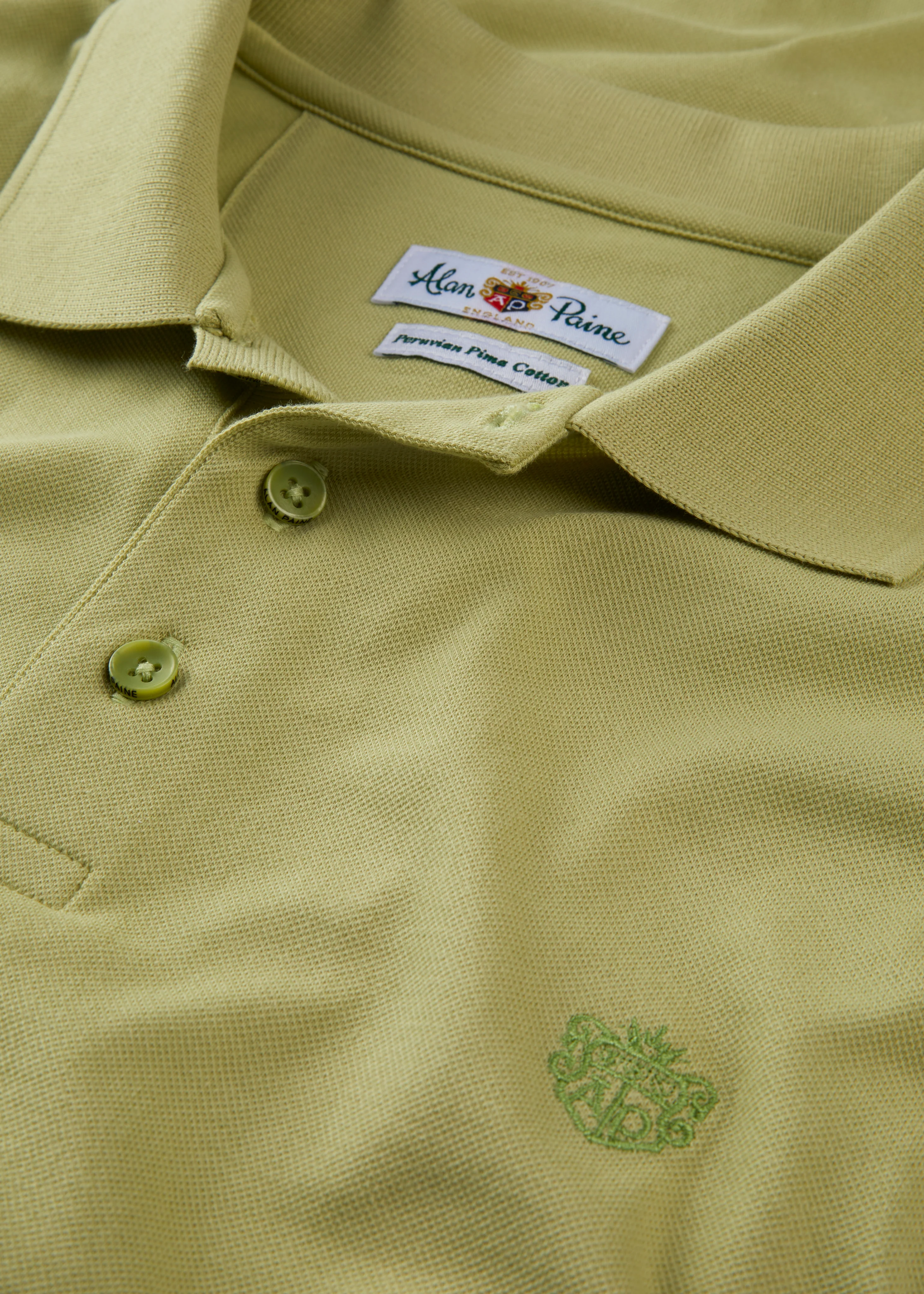 Fritton Pique Polo Shirt In Pistachio - Image 4