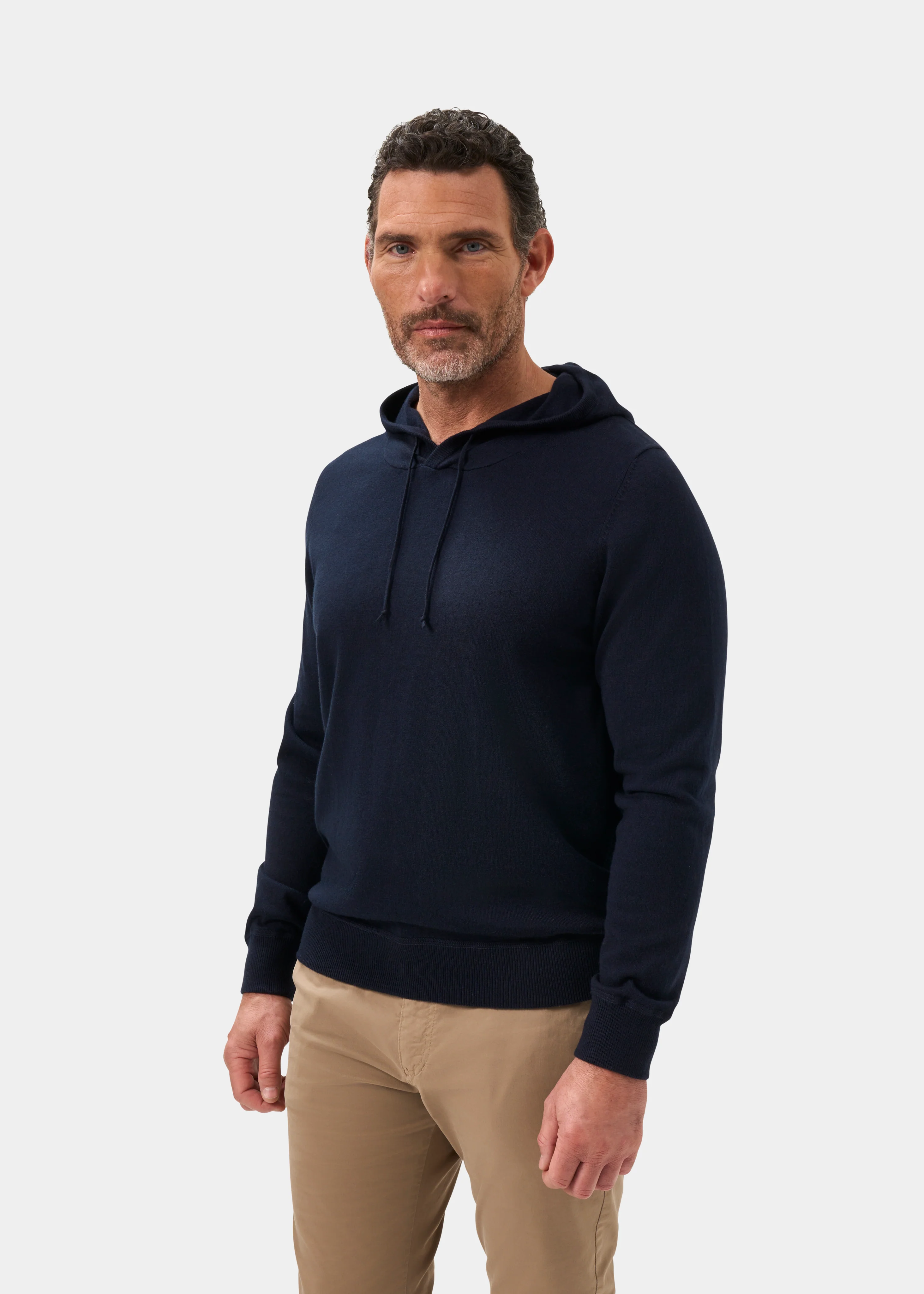 Gaisby Cotton Merino Hoodie in Dark Navy - Image 6