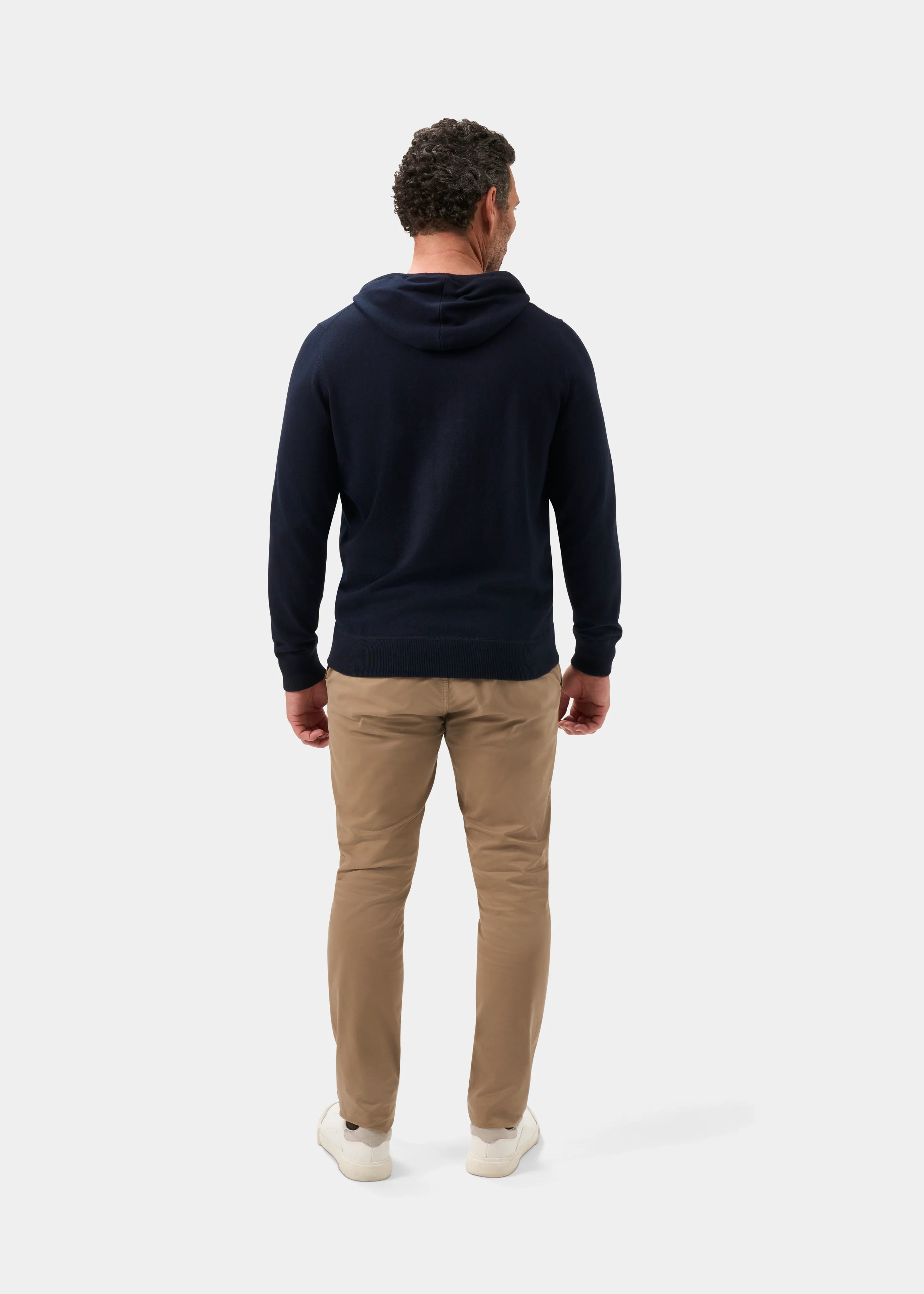 Gaisby Cotton Merino Hoodie in Dark Navy - Image 7